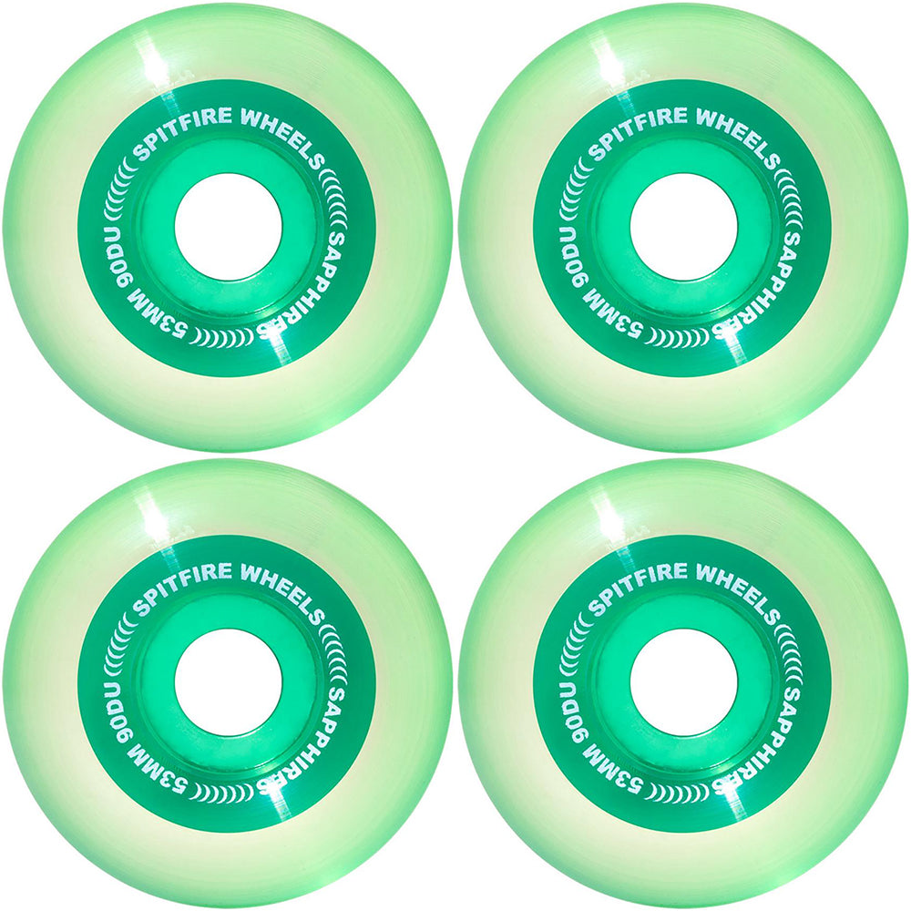 Spitfire Sapphires 90du Green Skateboard Wheels 53mm