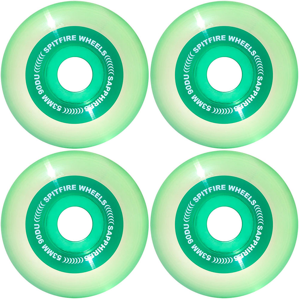 Spitfire Sapphires 90du Green Wheels 53mm