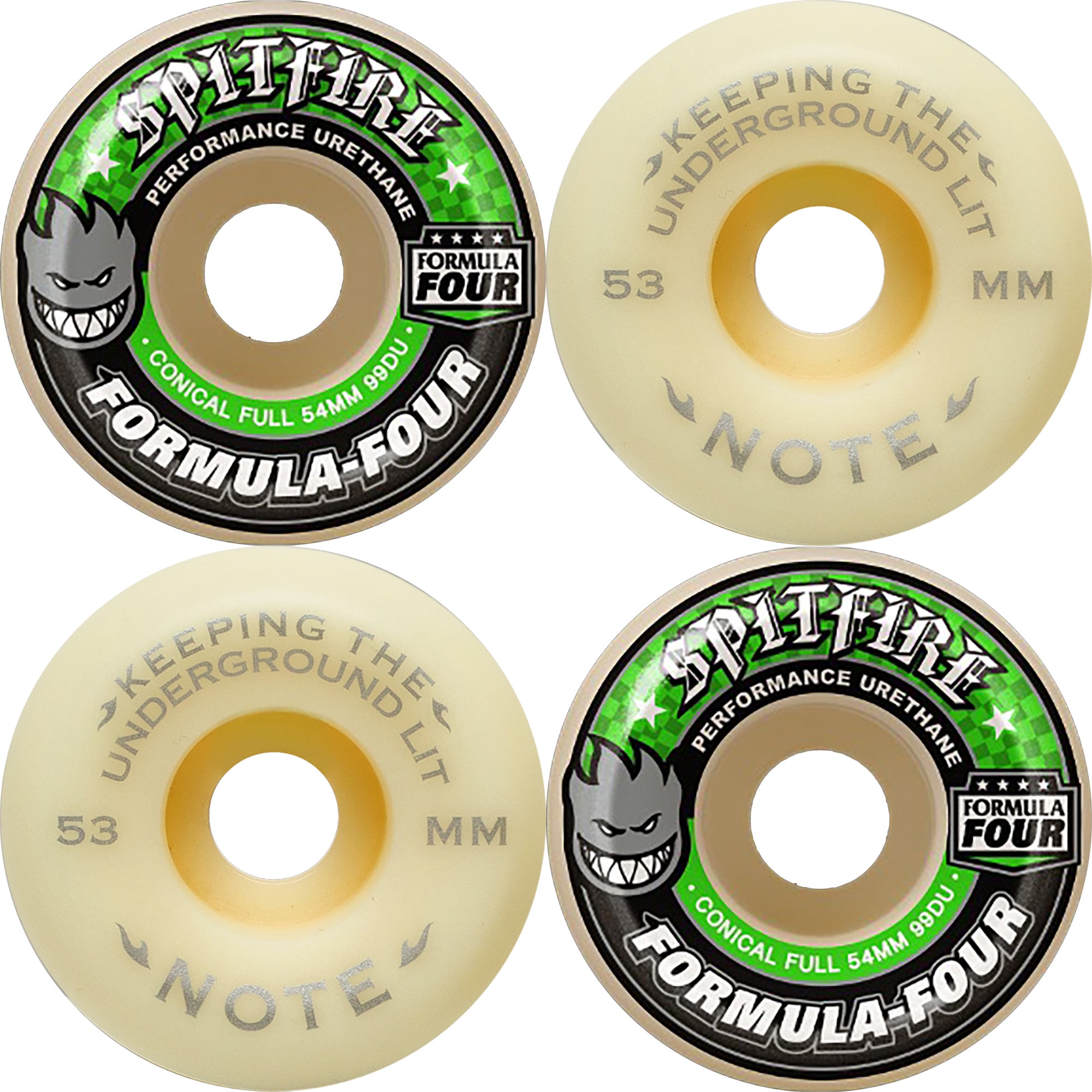 Spitfire x NOTE Formula Four Conical Full 99du Skateboard Wheels 53mm