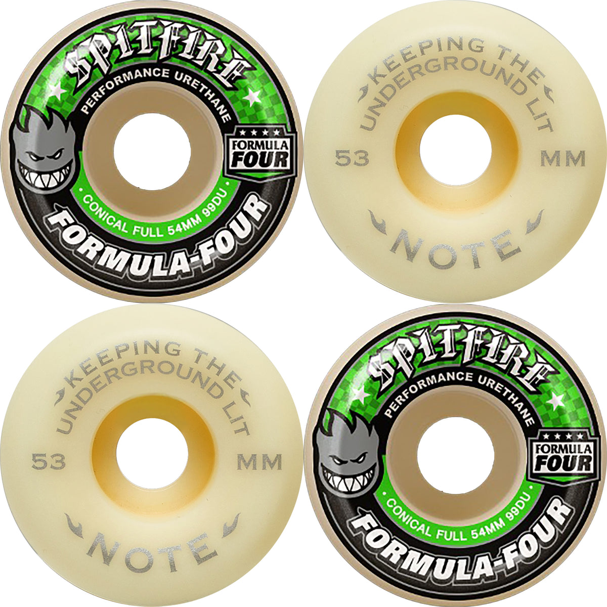 Spitfire x NOTE Formula Four Conical Full 99du Skateboard Wheels 