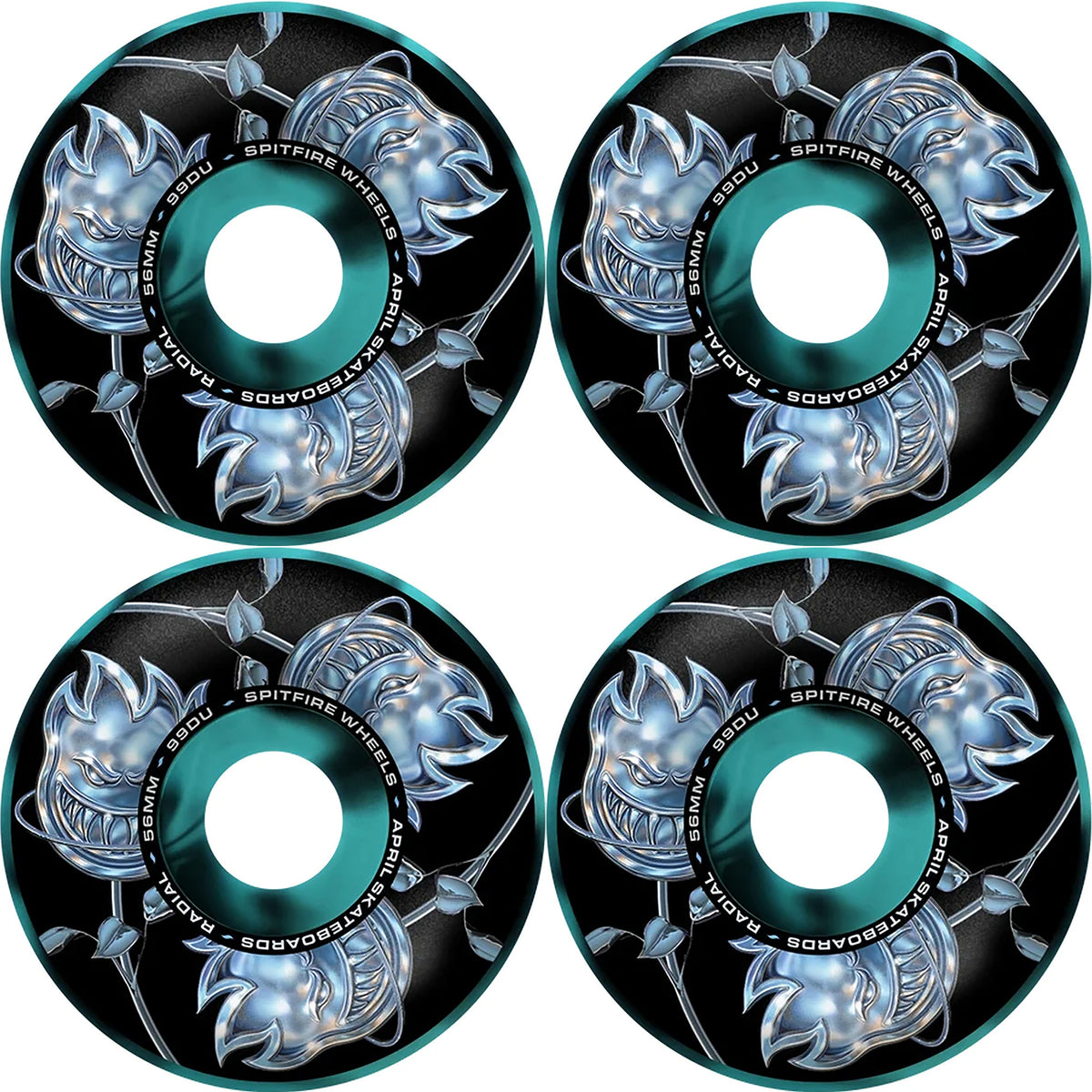 Spitfire x April Chrome Rose Bighead Formula Four Radials 99du Skateboard Wheels 56mm