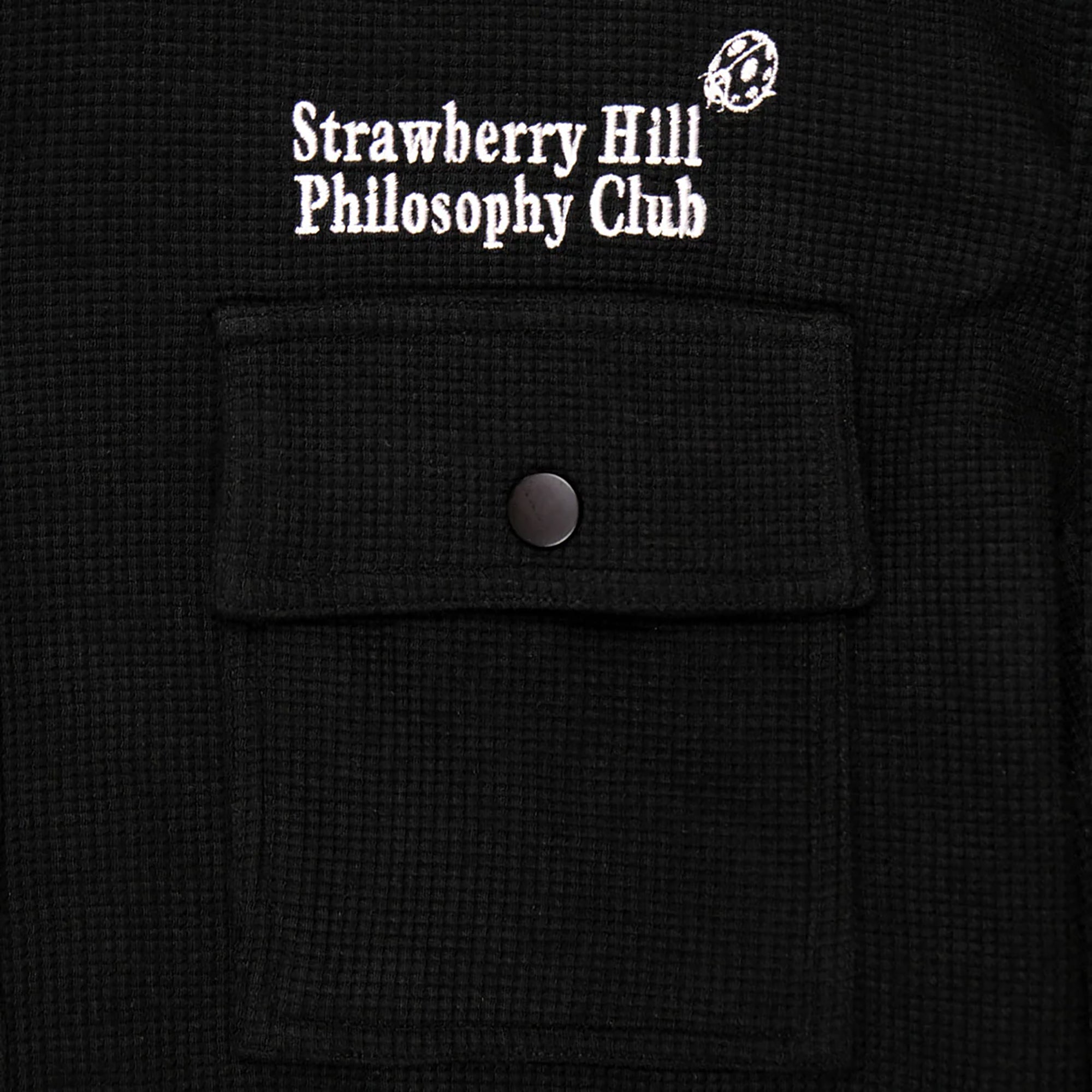 Strawberry Hill Philosophy Club Waffle Knit Button Up Shirt Black