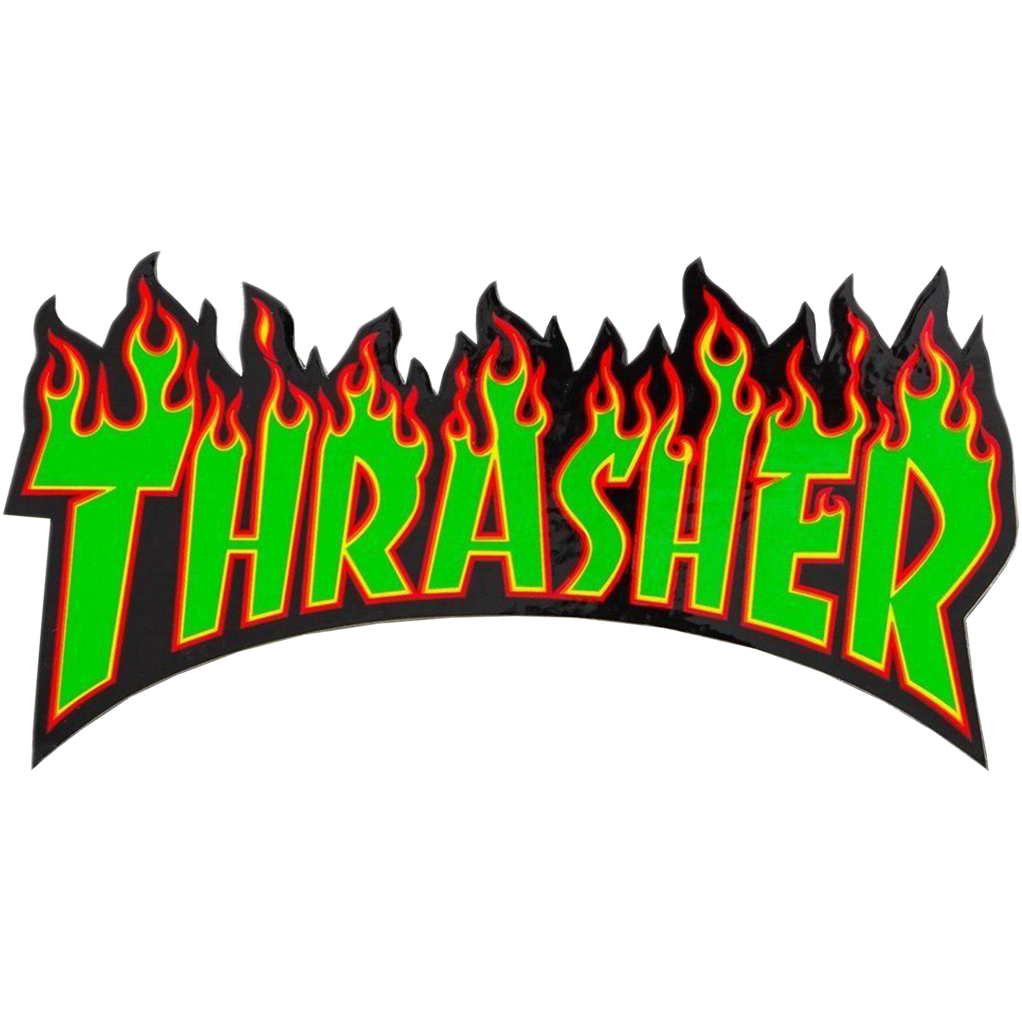 Thrasher Flame Logo Sticker Green Large