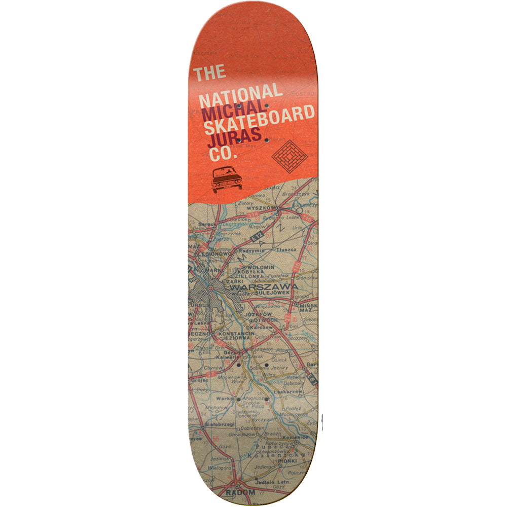 The National Skateboard Co Michal Juras Warsaw Map Skateboard Deck 8"