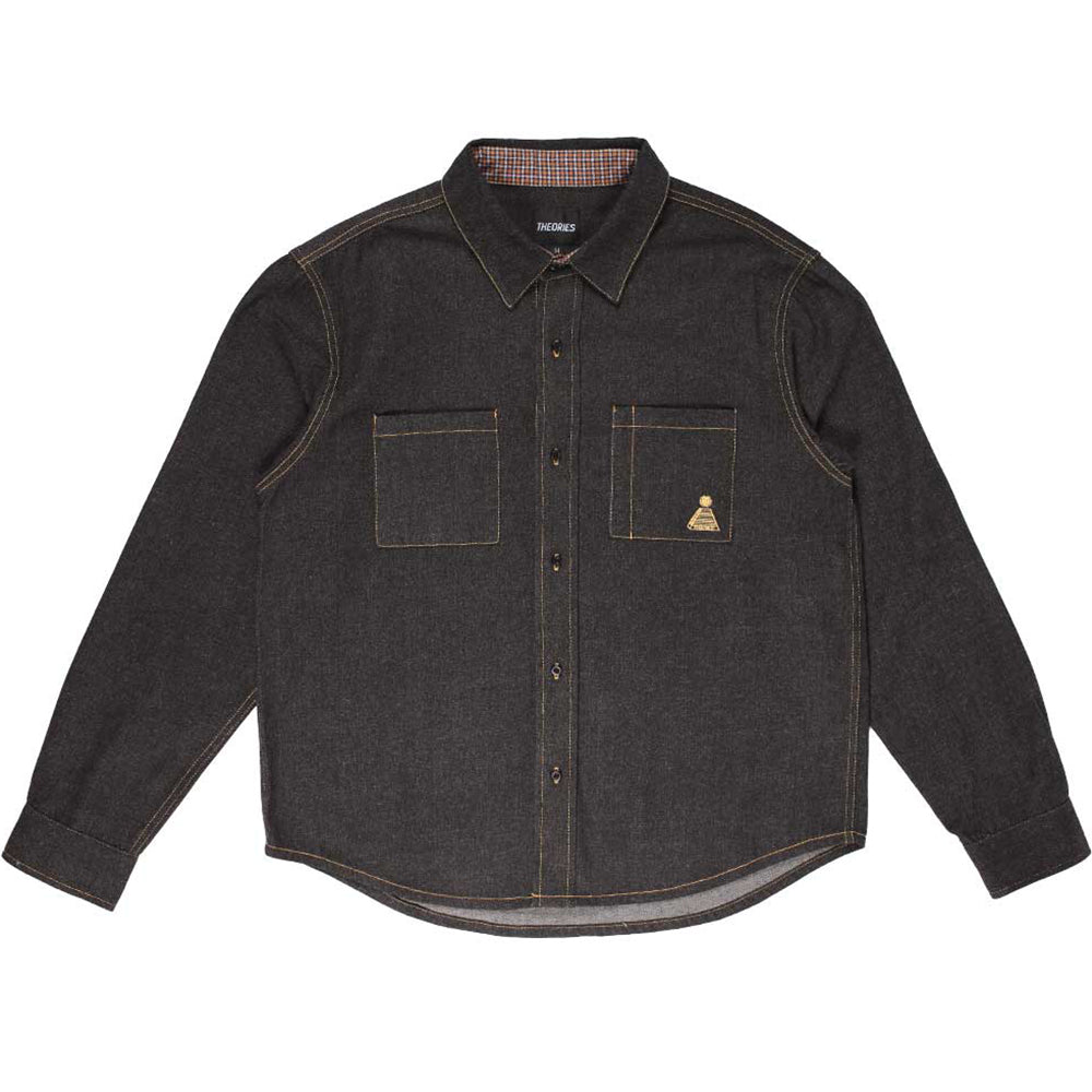 Theories High Plains Denim Overshirt Washed Black