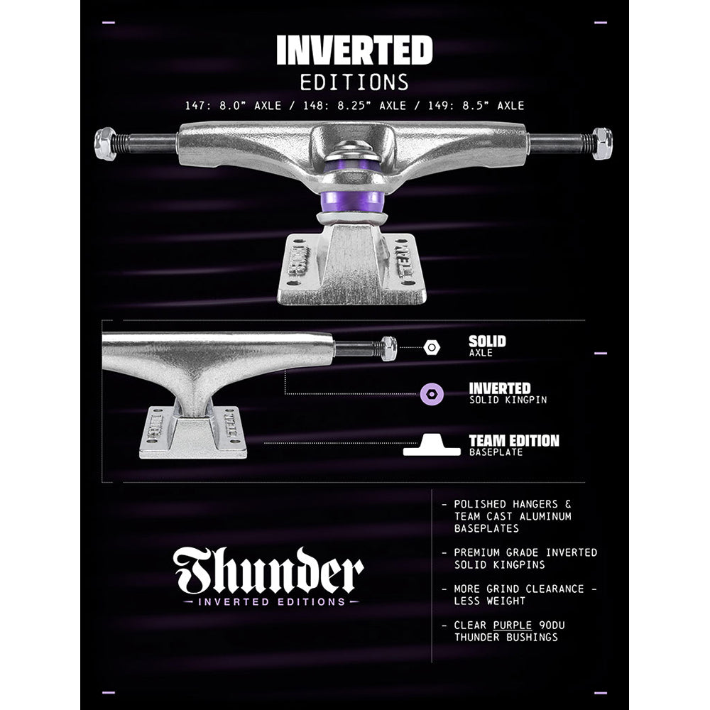 Thunder Inverted Editions 147 Polished Skateboard Trucks 8"