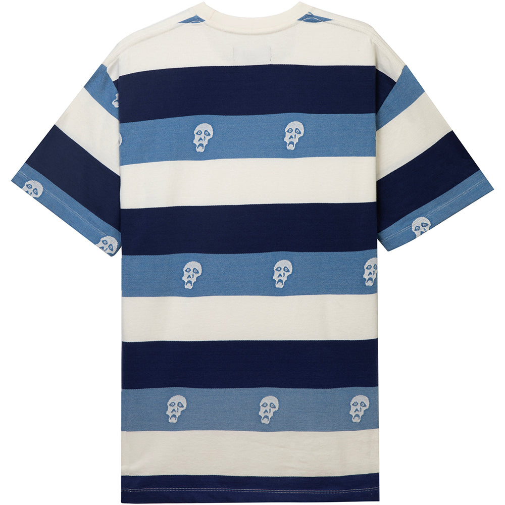 Tired Sad Skull Striped Jacquard Short Sleeve Navy