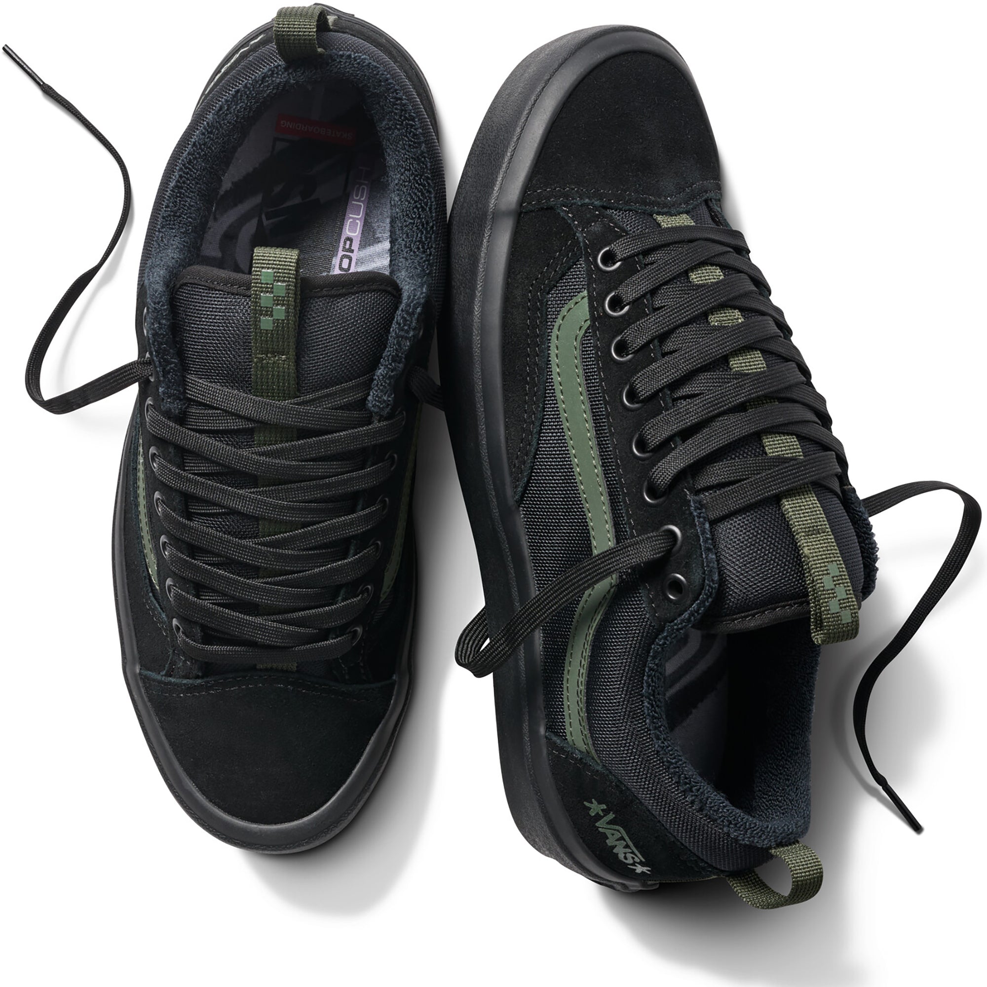 Vans Skate Old Skool 36+ Atiba Shoes Black/Dark Green