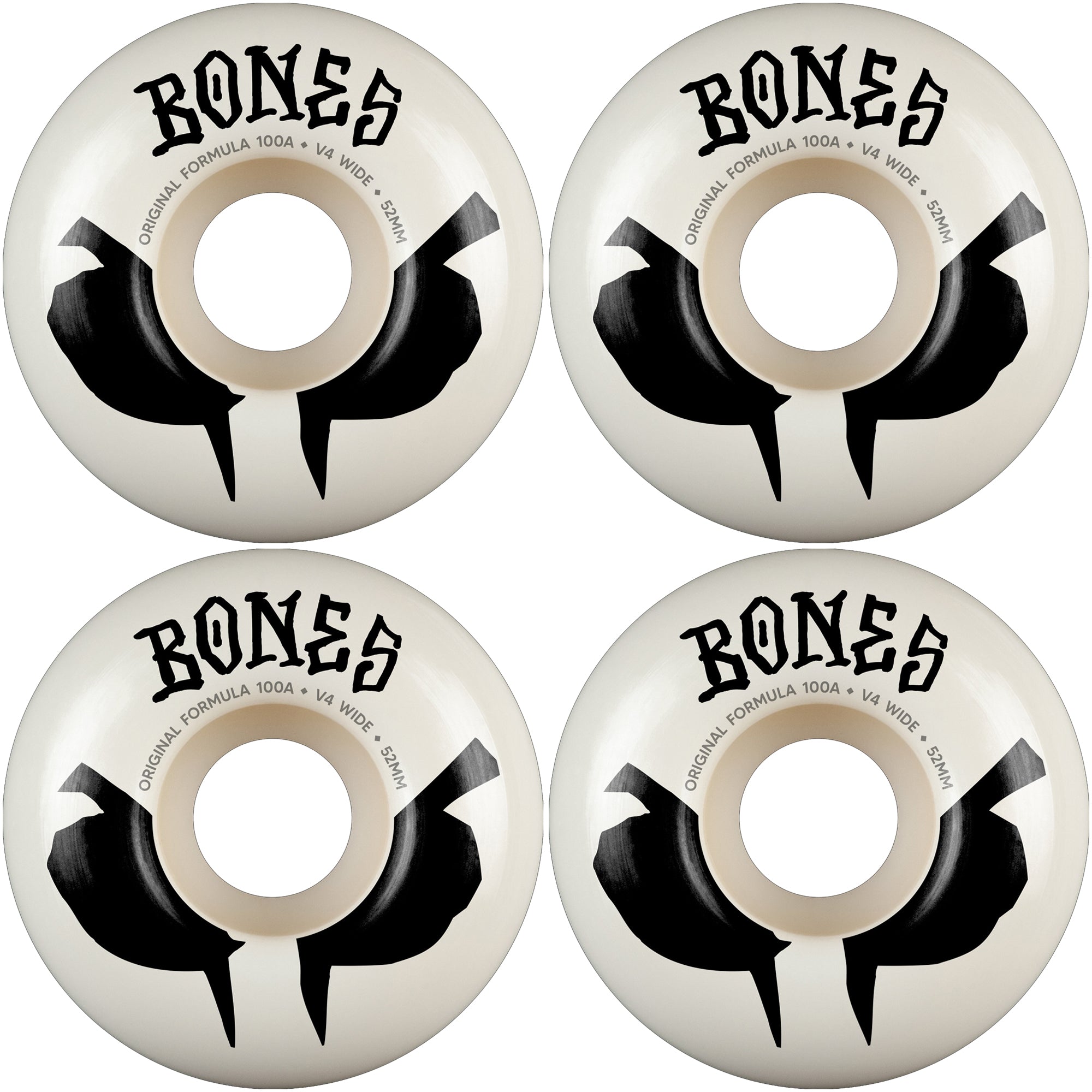 Bones OG Formula 100A V4 Wide Skateboard Wheels White 52mm