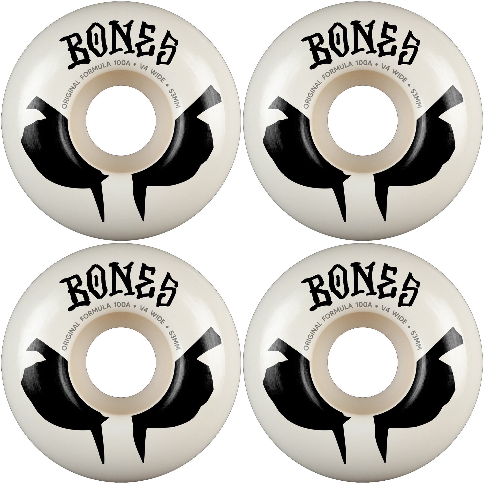Bones OG Formula 100A V4 Wide Skateboard Wheels White 53mm