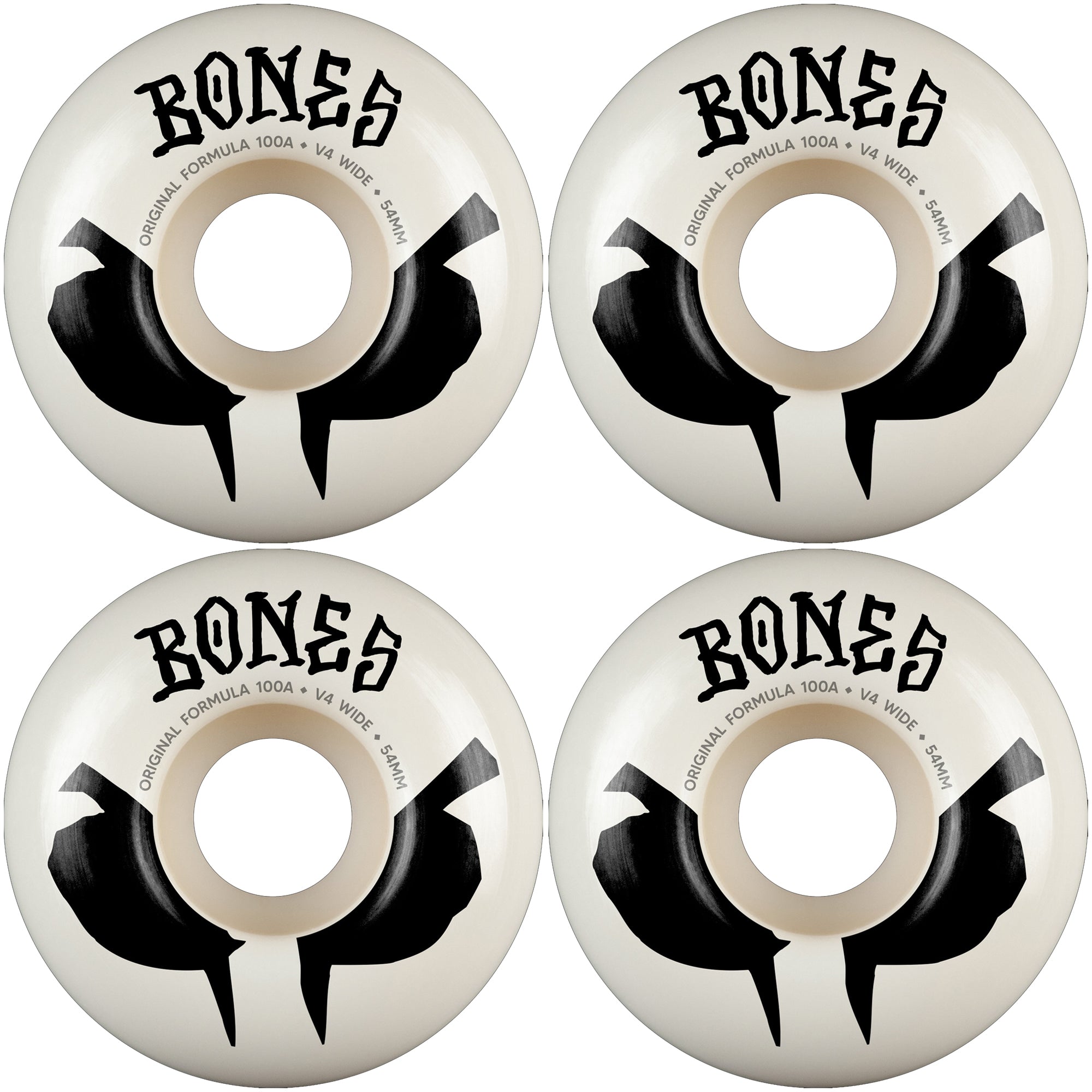 Bones OG Formula 100A V4 Wide Skateboard Wheels White 54mm