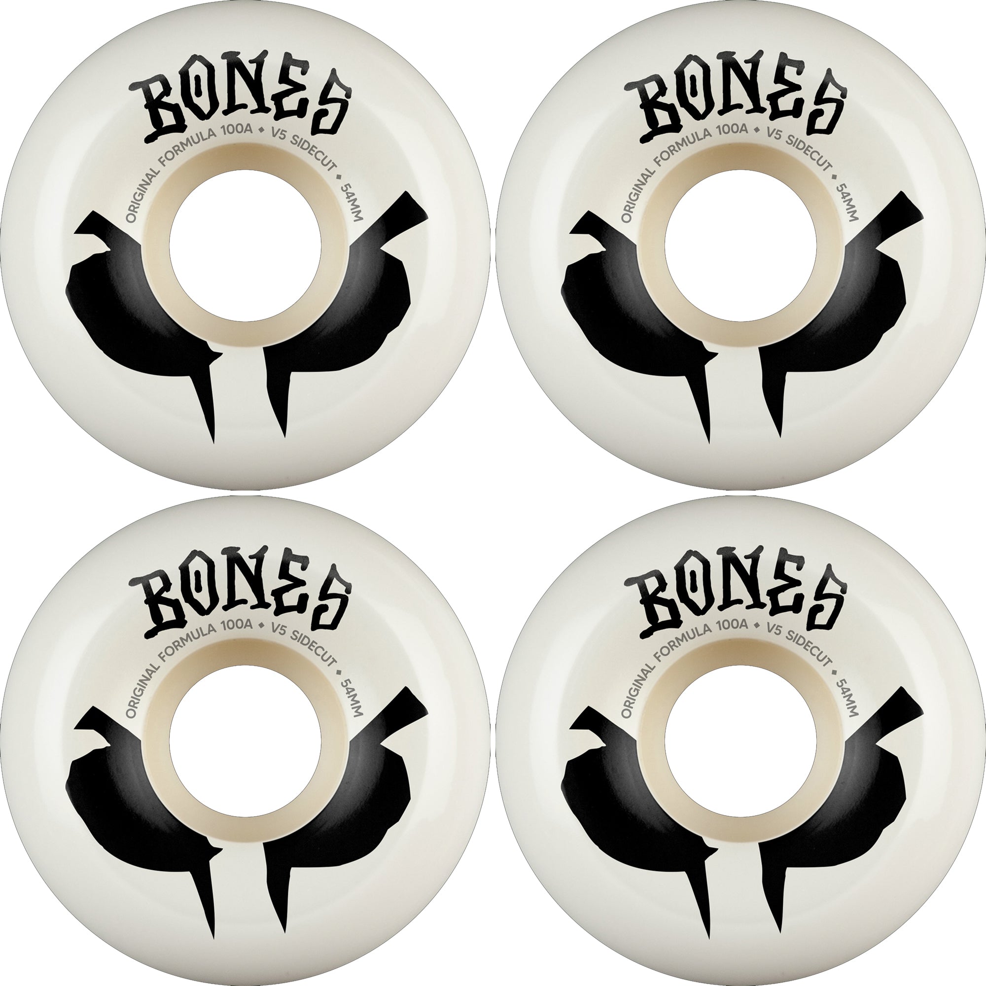 Bones OG Formula 100A V5 Sidecut Skateboard Wheels White 54mm