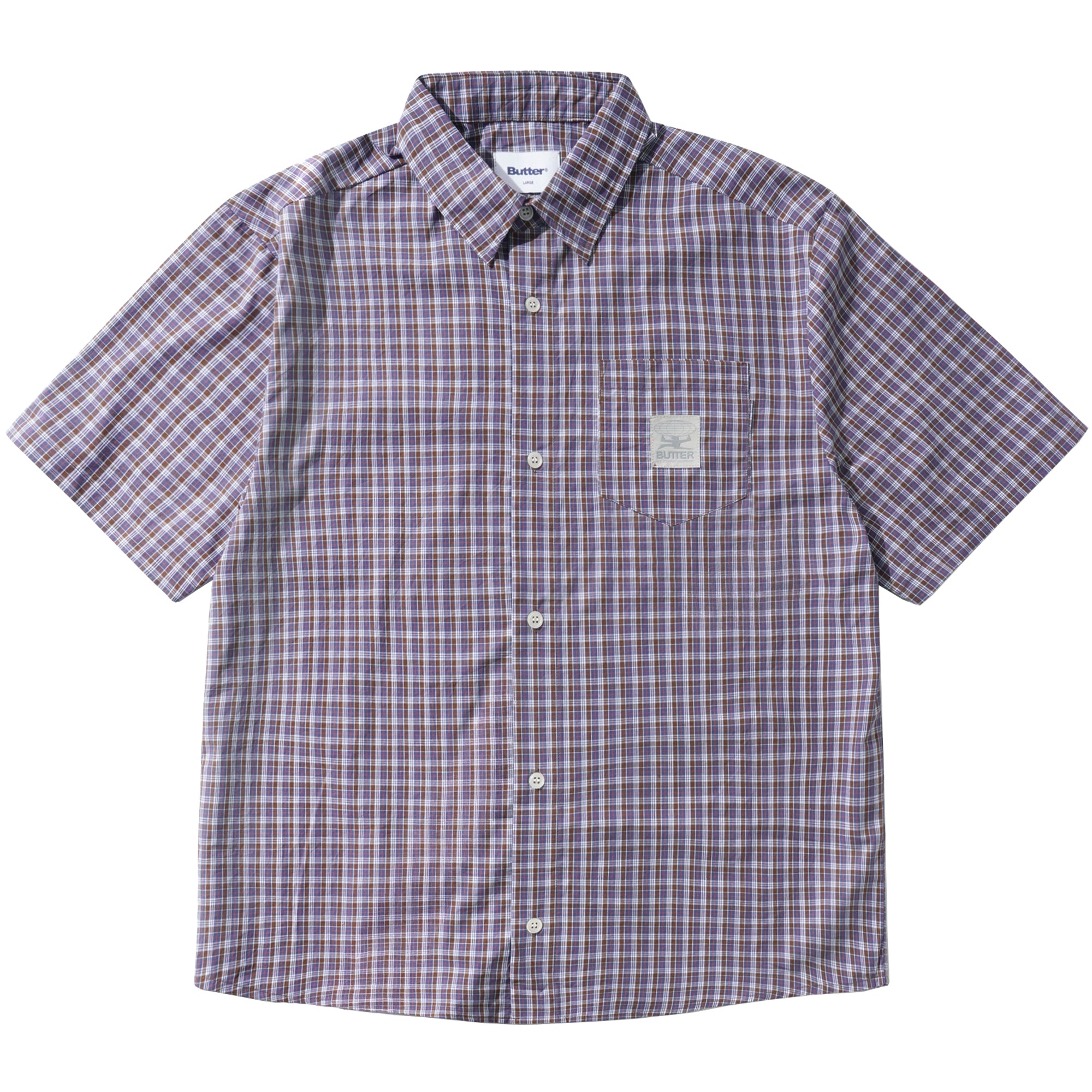 Butter Goods Equipment Short Sleeve Shirt Navy/Brown
