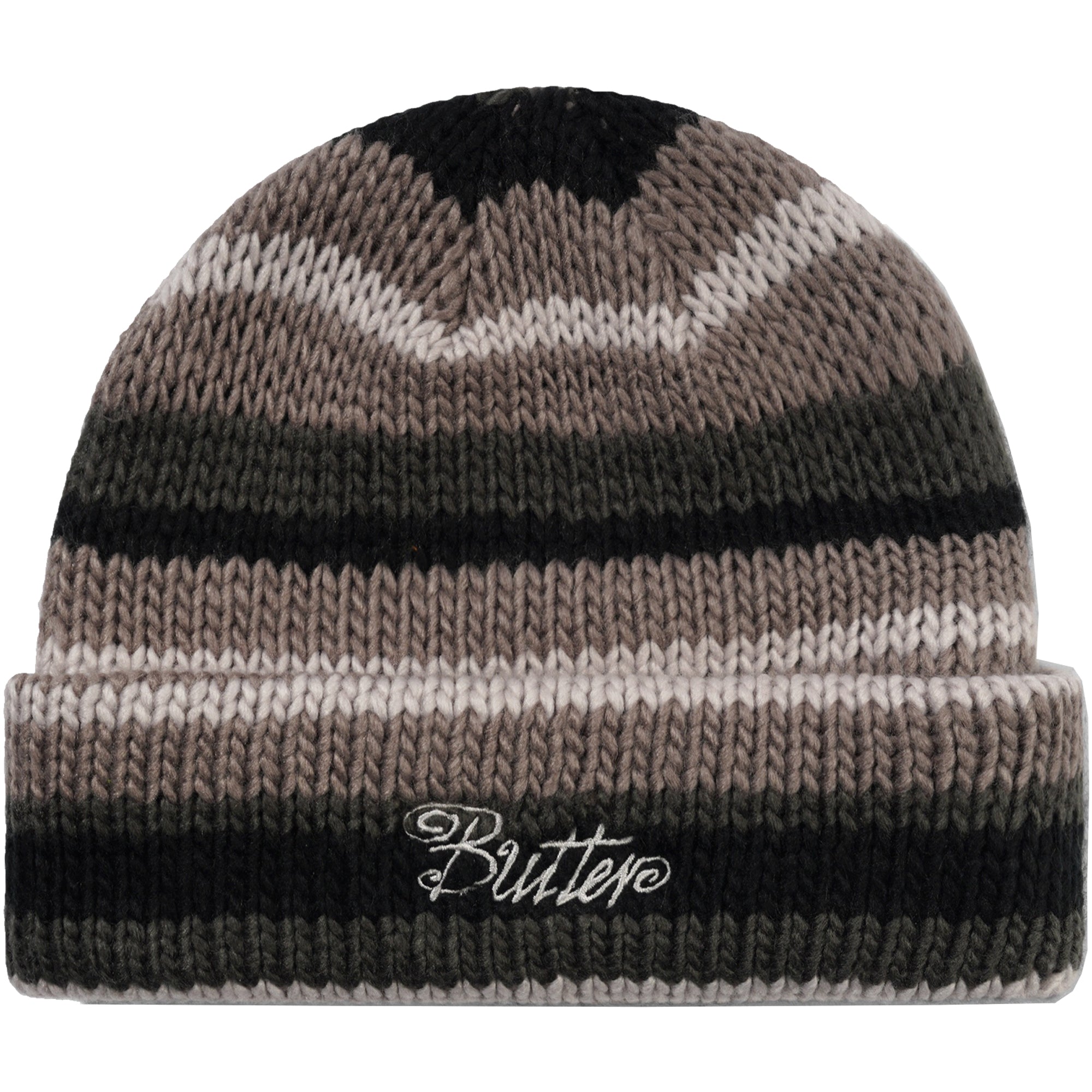 Butter Goods Ombre Stripe Knit Beanie Black