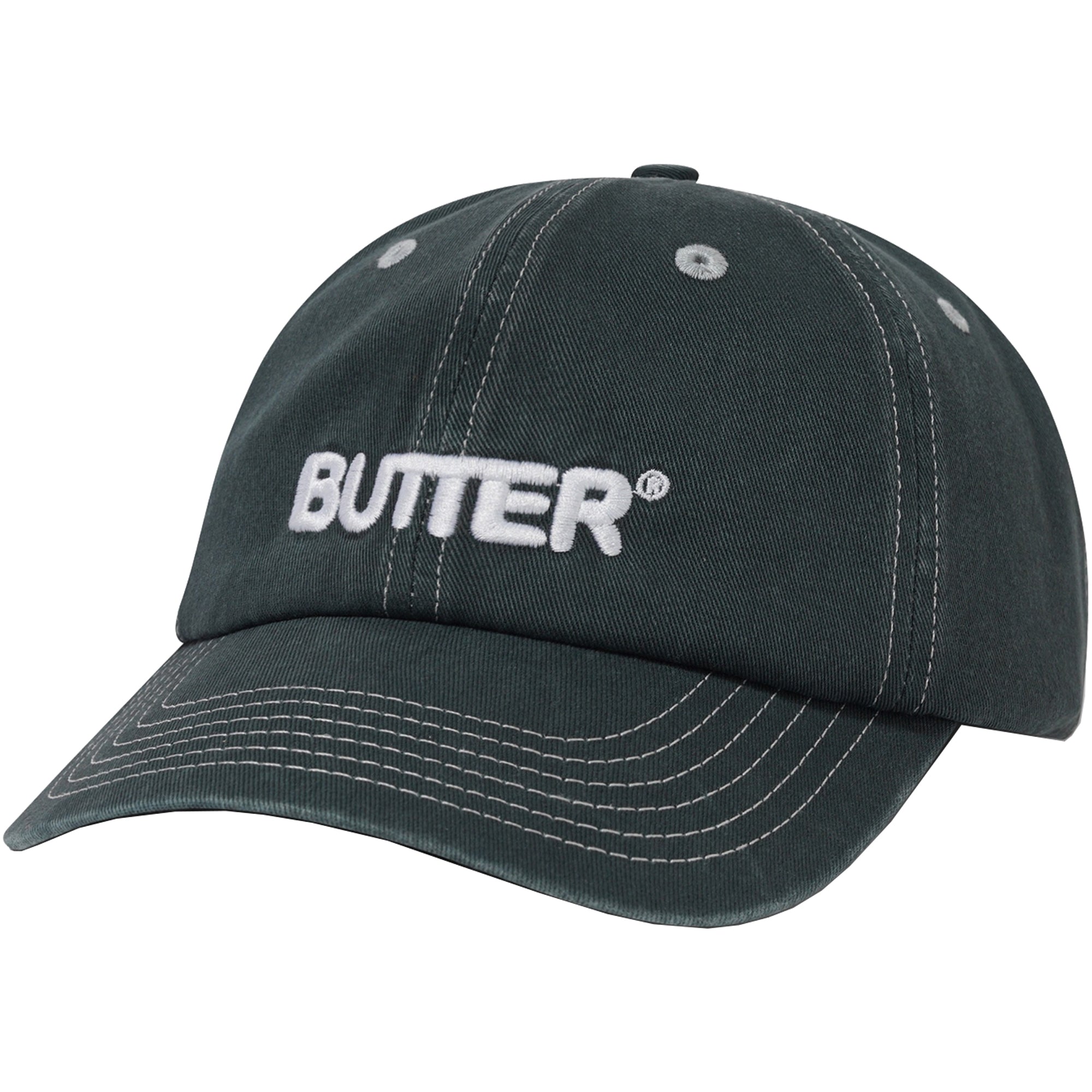 Butter Goods Rounded Logo 6 Panel Cap Washed Black
