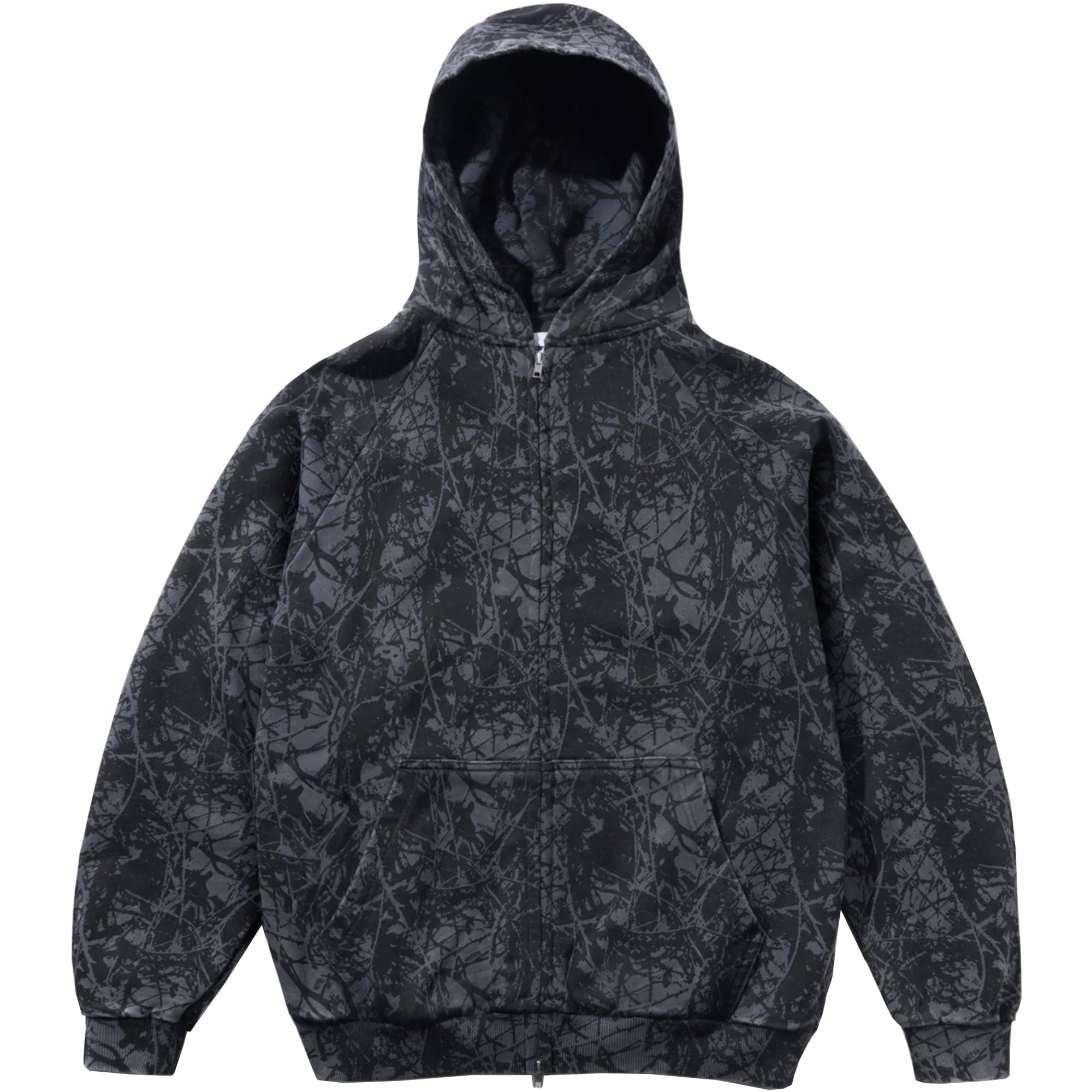 Butter Goods Woods Camo Zip-Thru Hood Washed Black