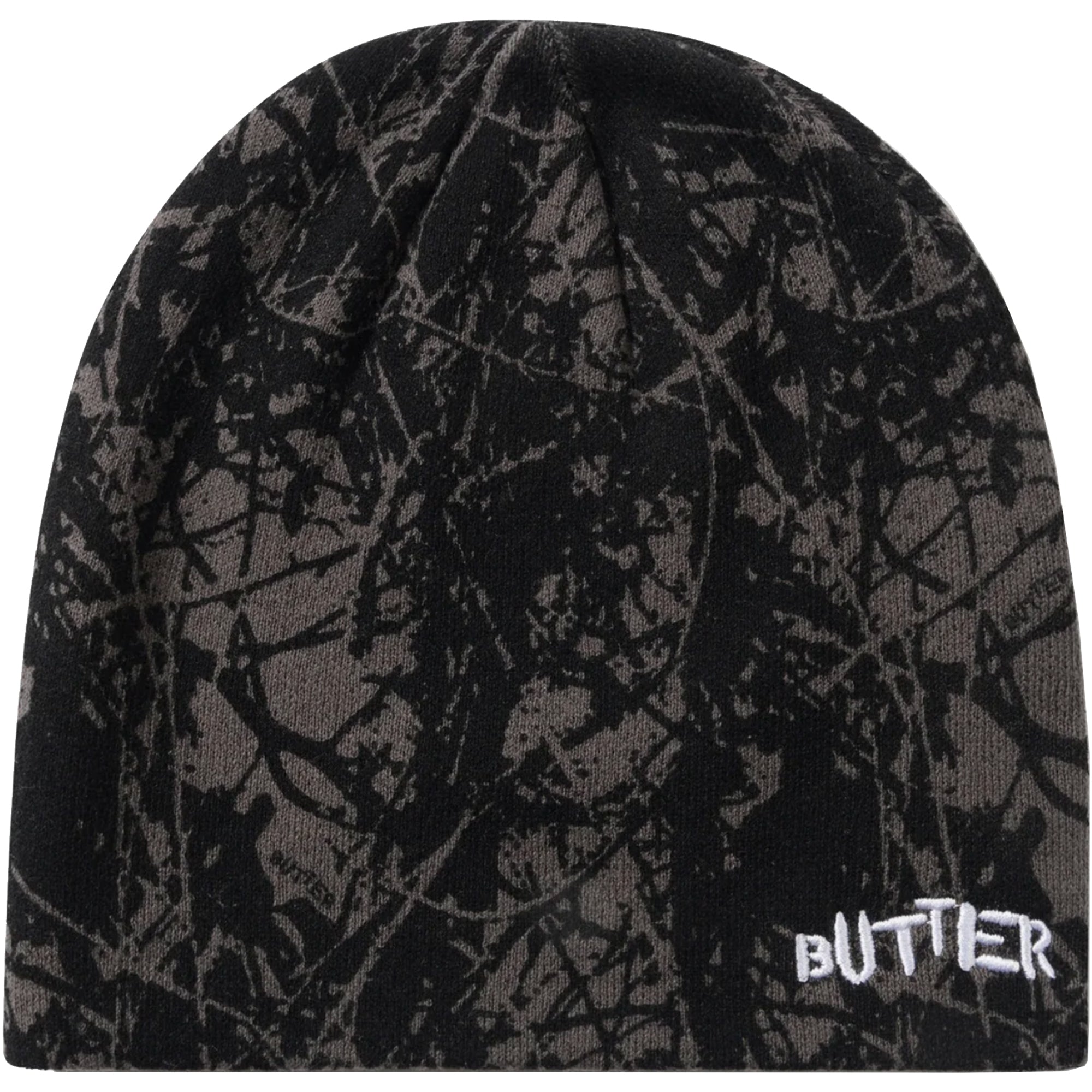 Butter Goods Woods Camo Skully Beanie Black
