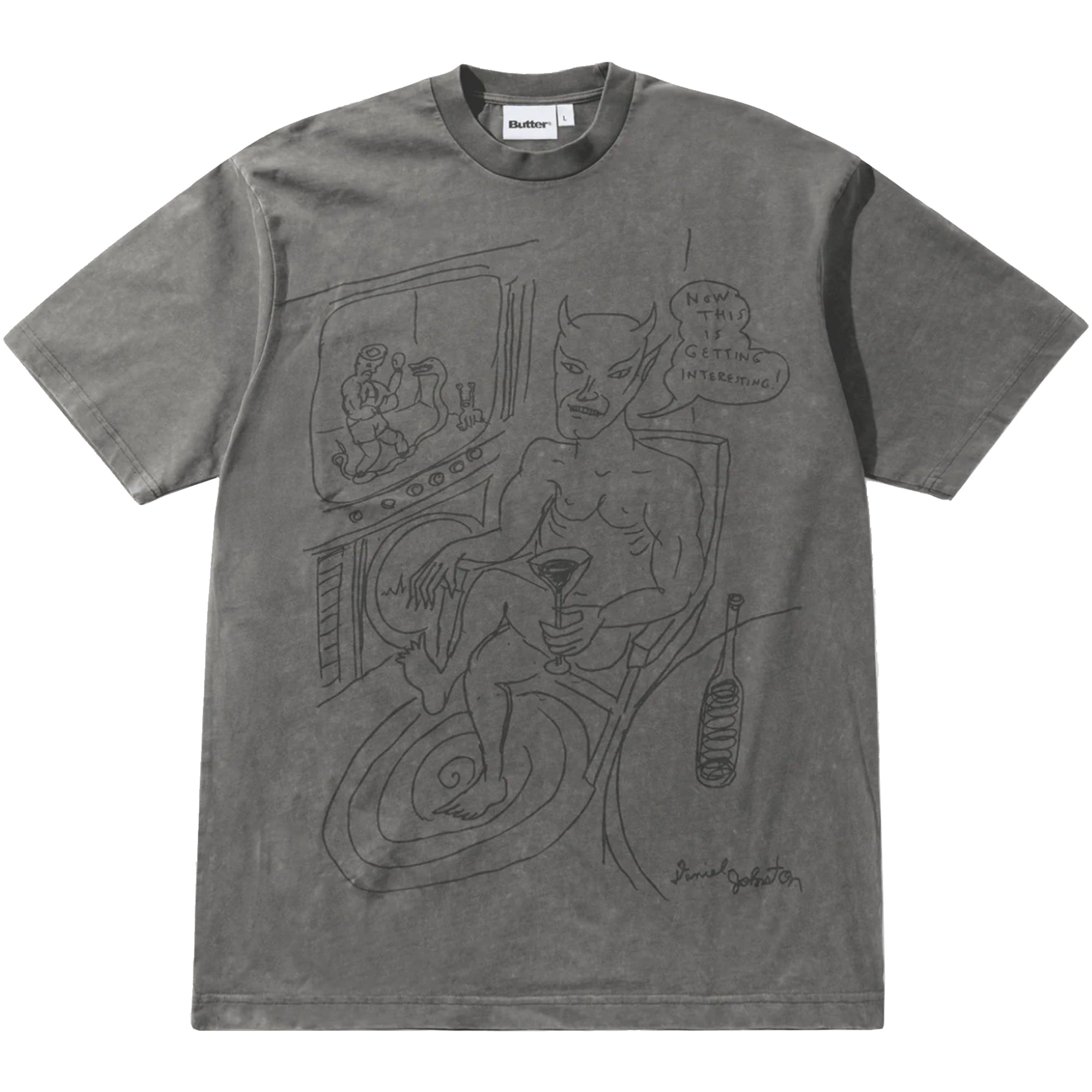 Butter Goods x Daniel Johnston Satan Tee Black Acid Wash