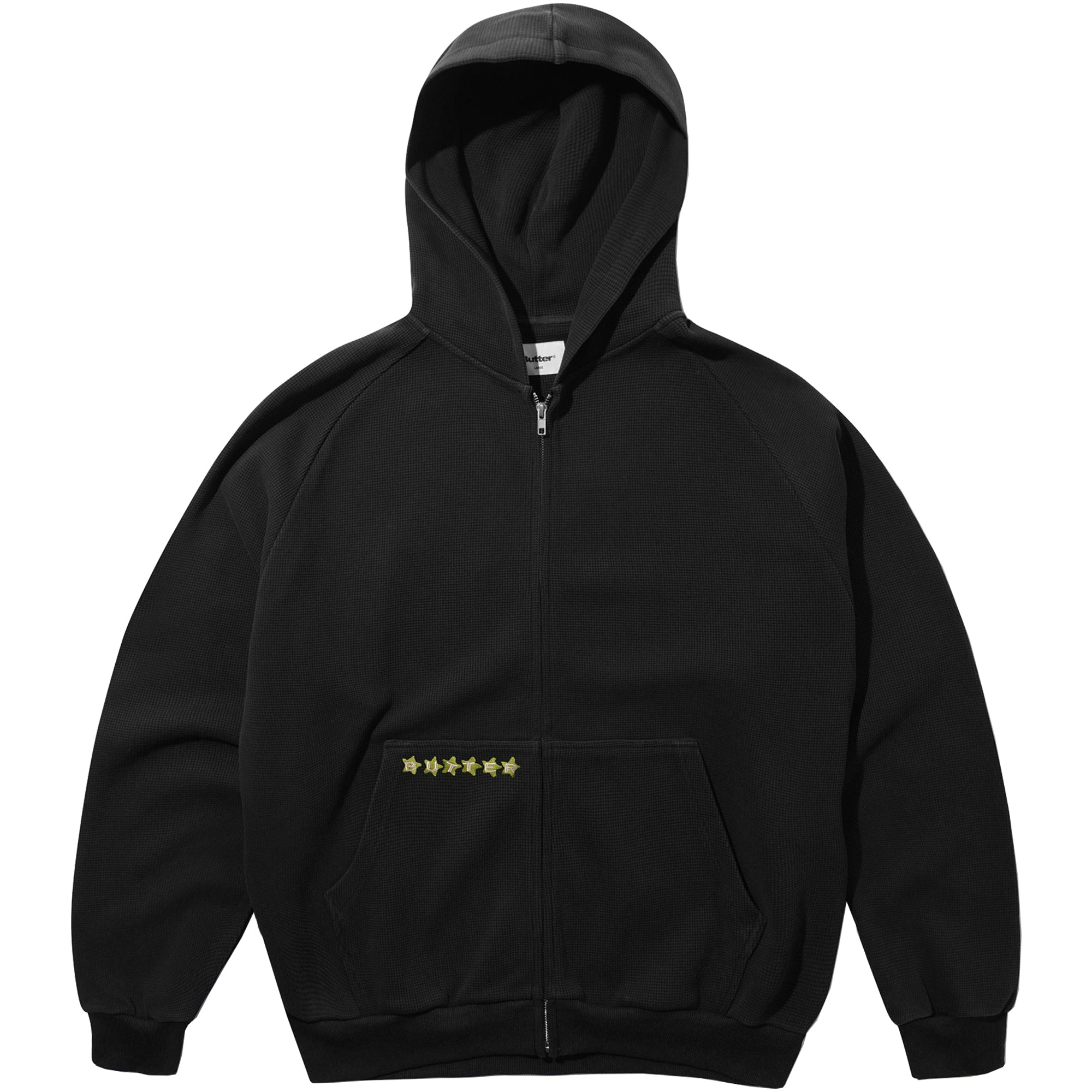 Butter Goods Stars Waffle Zip-Thru Hood Black