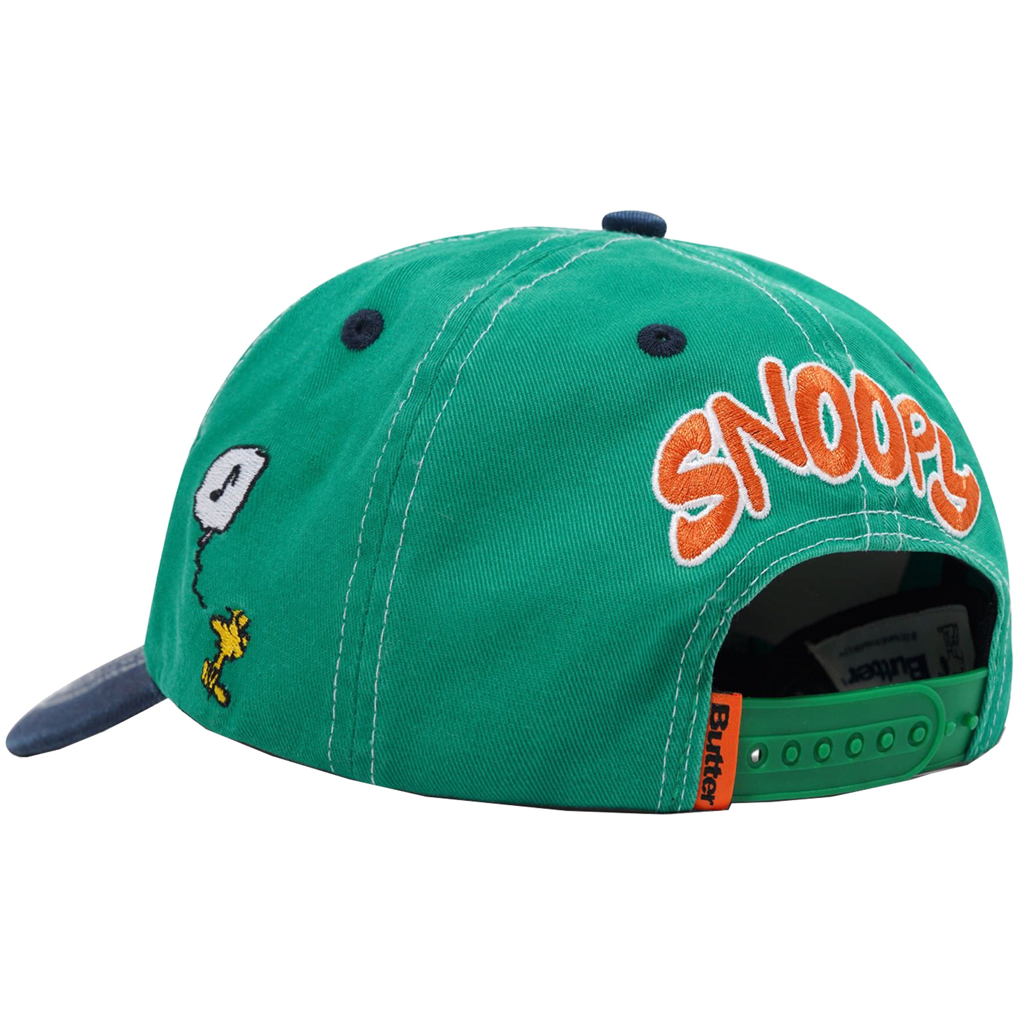 Butter Goods x Peanuts Music Snapback Cap Washed Kelly Green/Navy