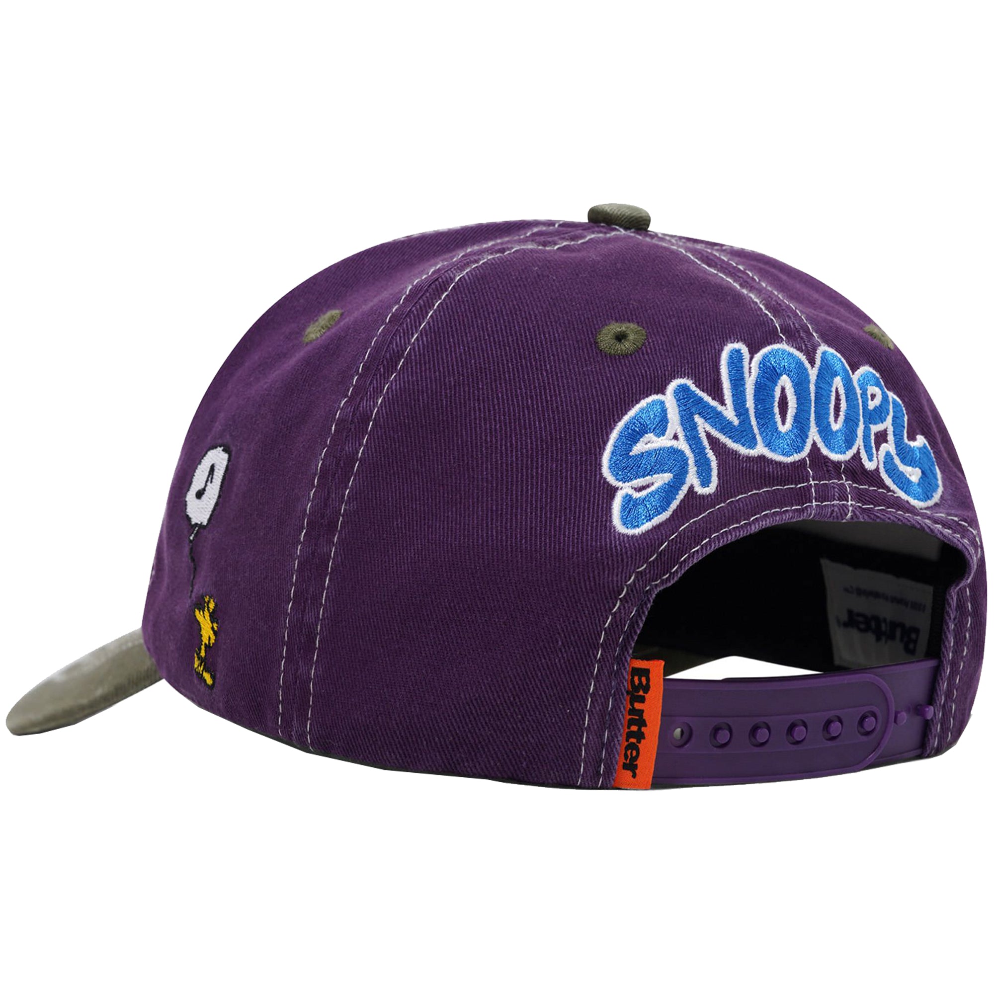 Butter Goods x Peanuts Music Snapback Cap Washed Purple/Fern