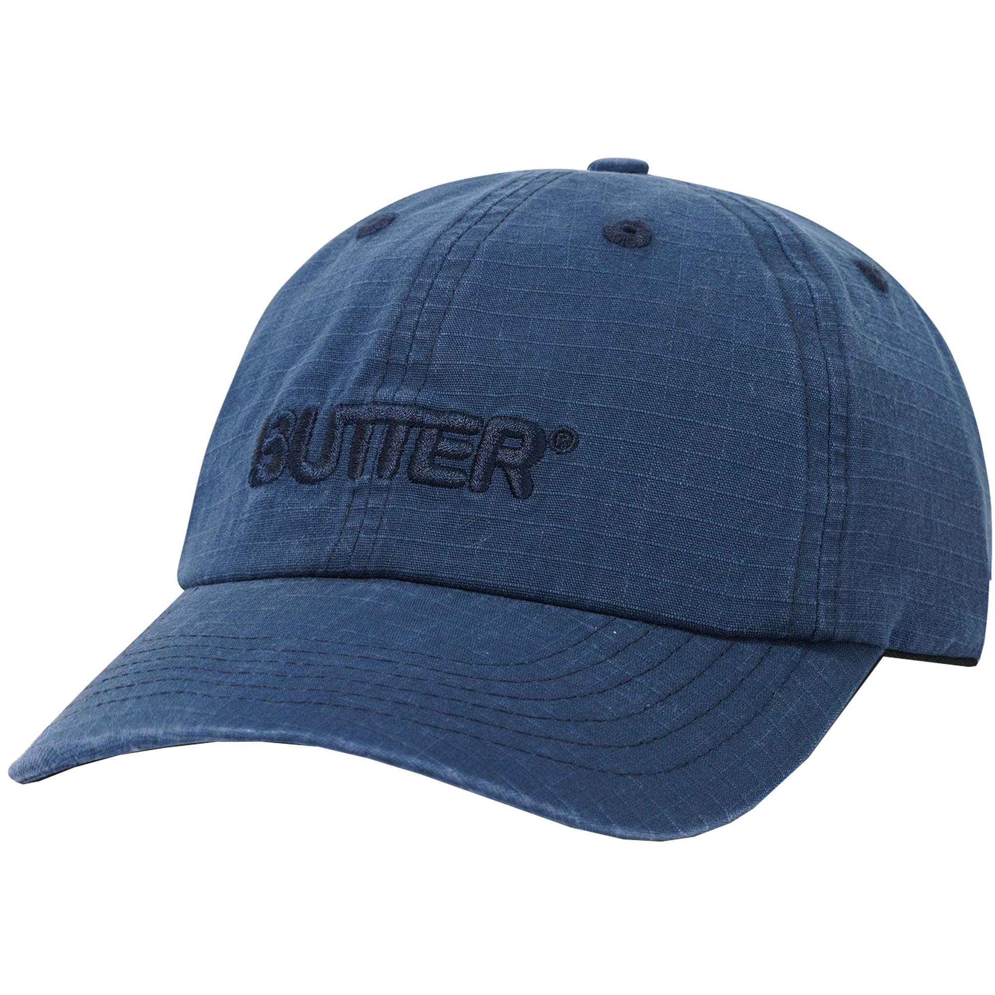 Butter Goods Ripstop Rounded Logo 6 Panel Cap Washed Navy
