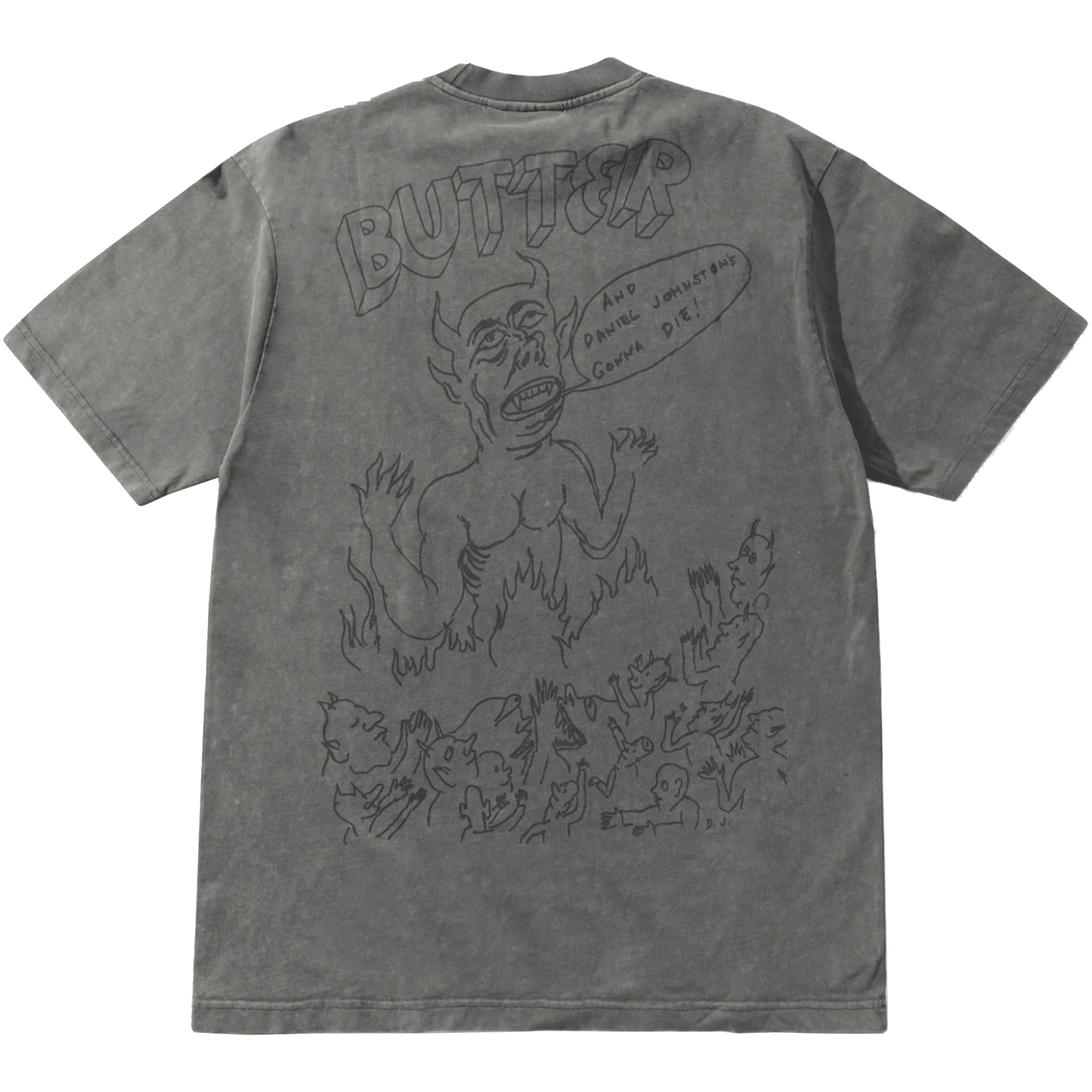 Butter Goods x Daniel Johnston Satan Tee Black Acid Wash