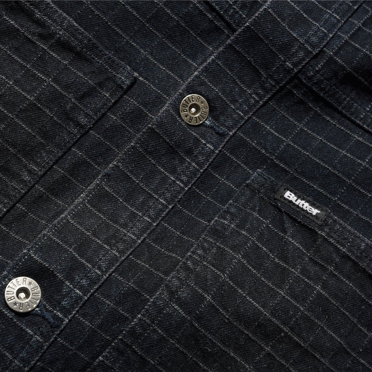Butter Goods Grid Denim Jacket Overdye Black