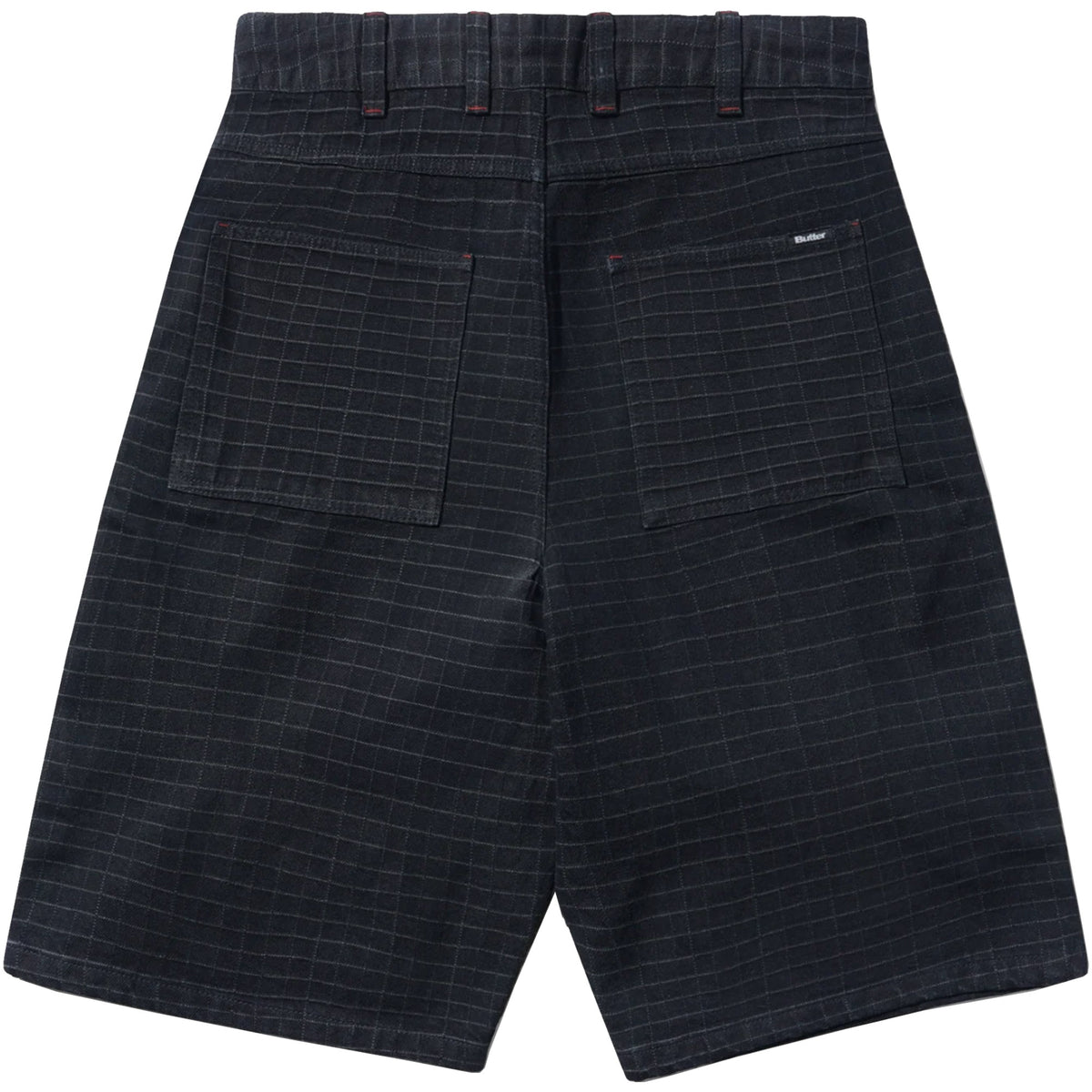 Butter Goods Big Grid Denim Shorts Overdyed Black