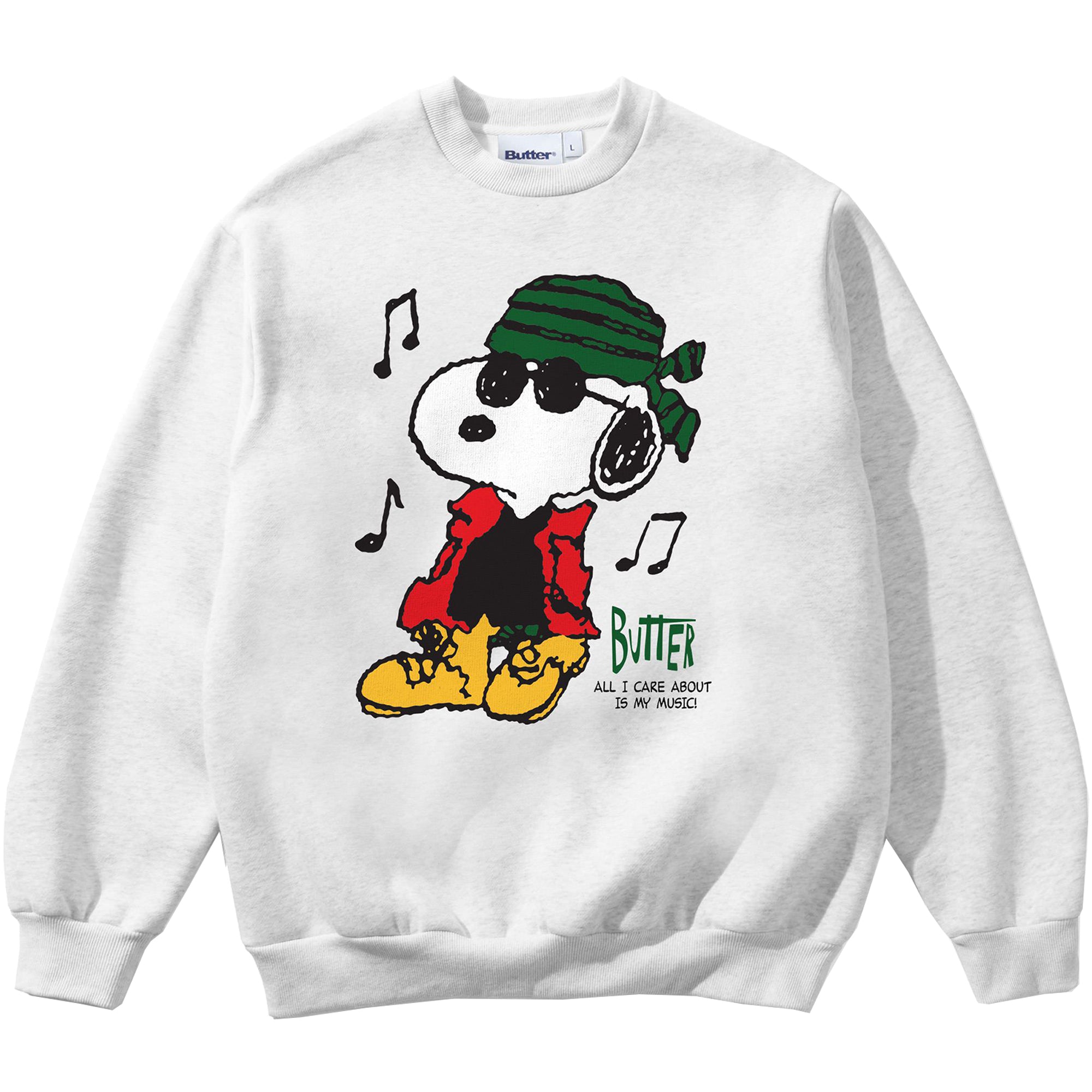 Butter Goods x Peanuts Music Crewneck Ash