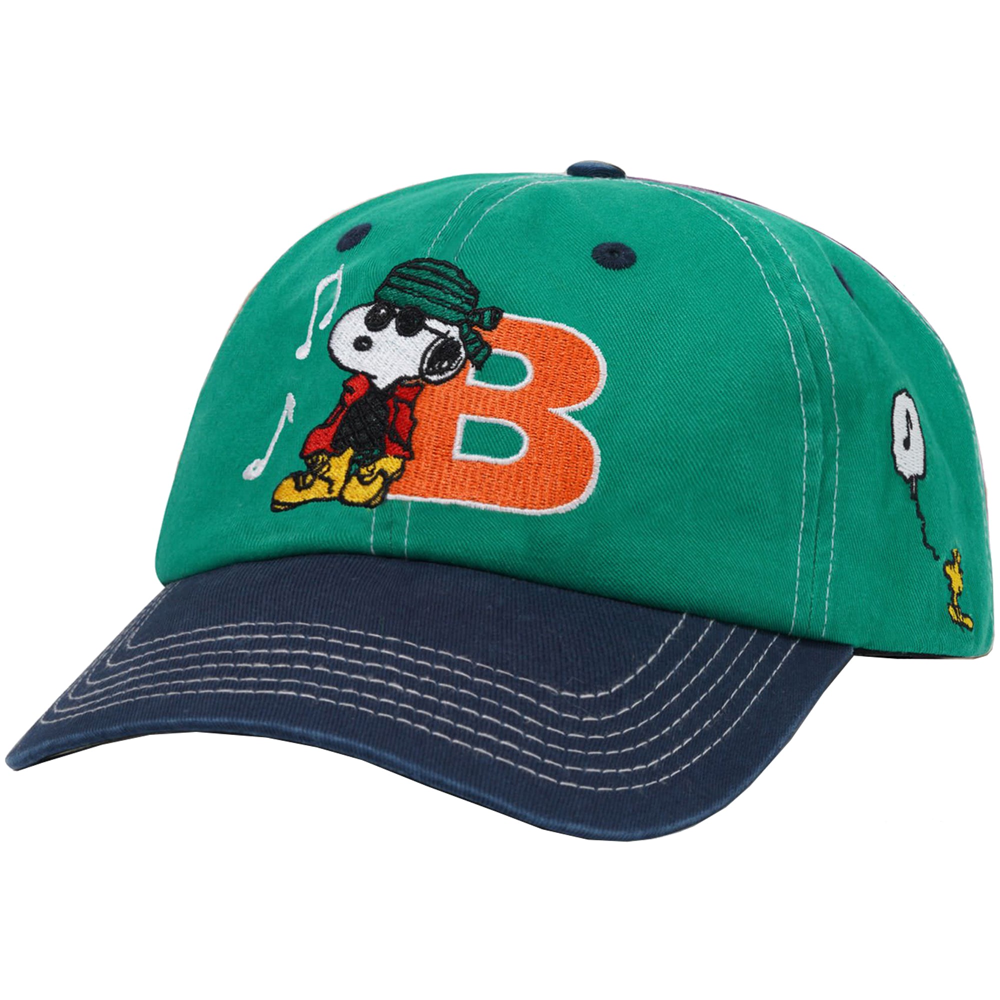 Butter Goods x Peanuts Music Snapback Cap Washed Kelly Green/Navy