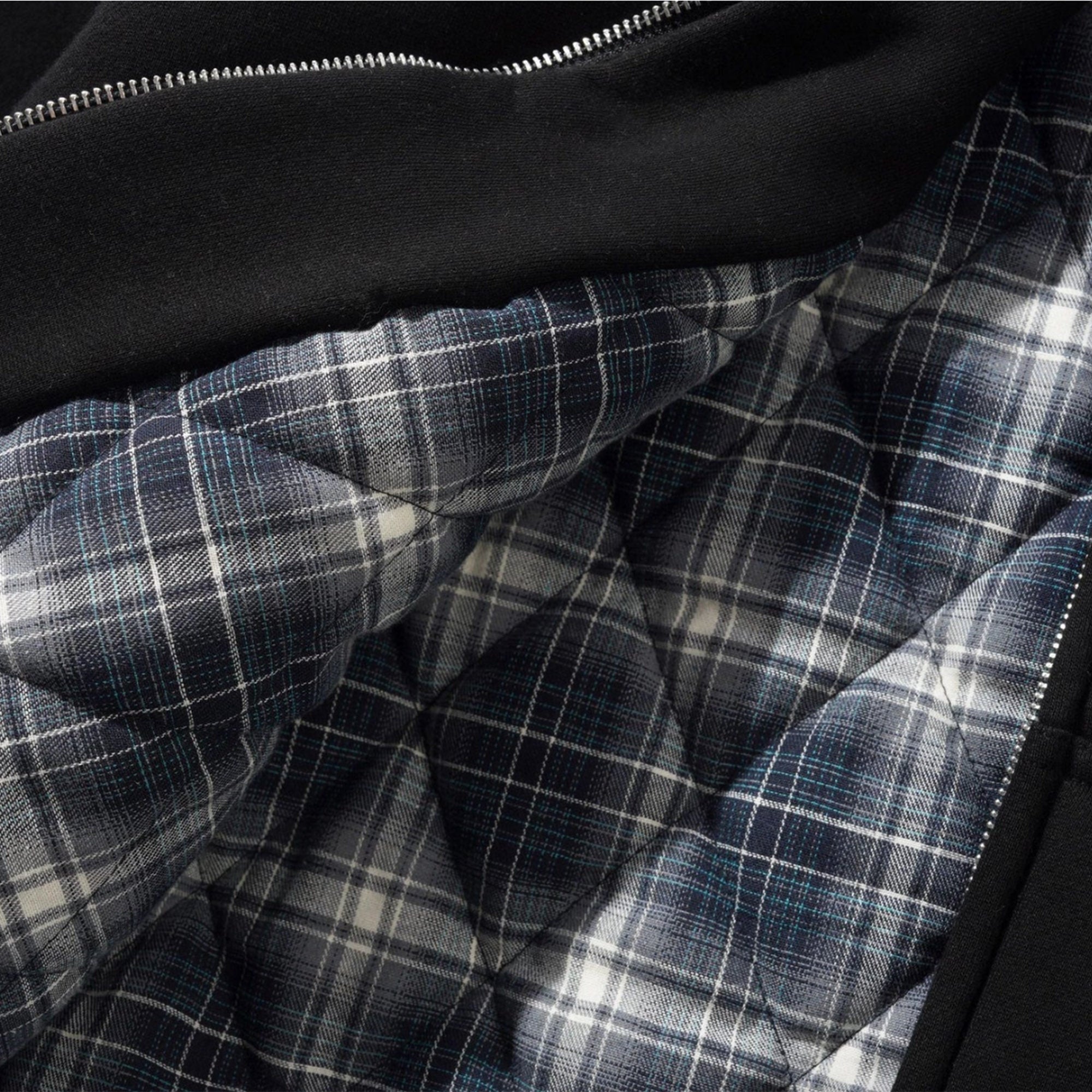 Butter Goods Plaid Lined Zip-Thru Hood Black