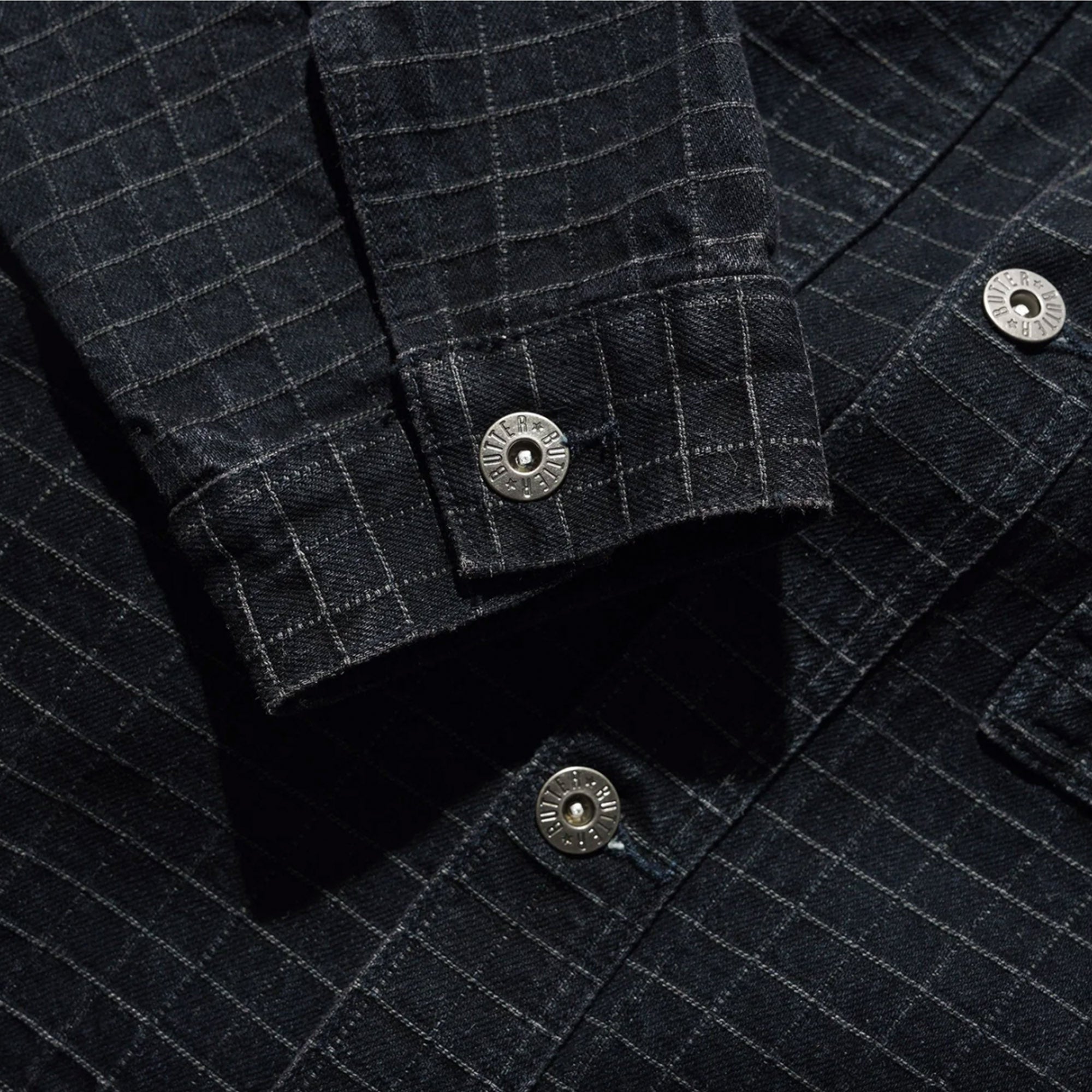 Butter Goods Grid Denim Jacket Overdye Black