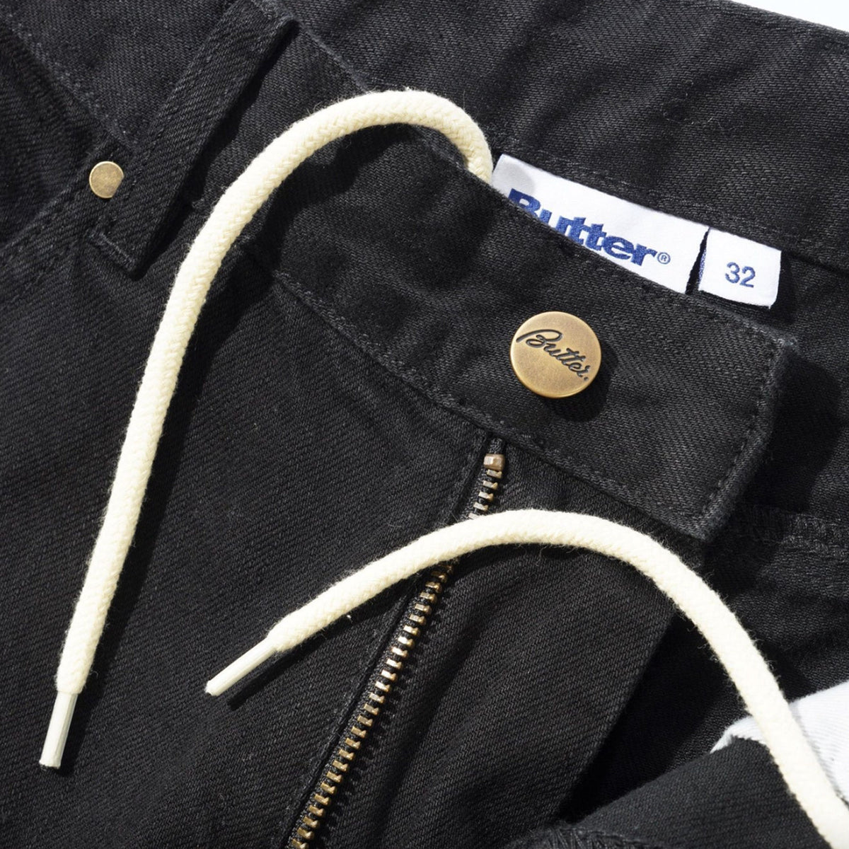 Butter Goods Wide Cut Denim Jeans Flat Black Selvedge