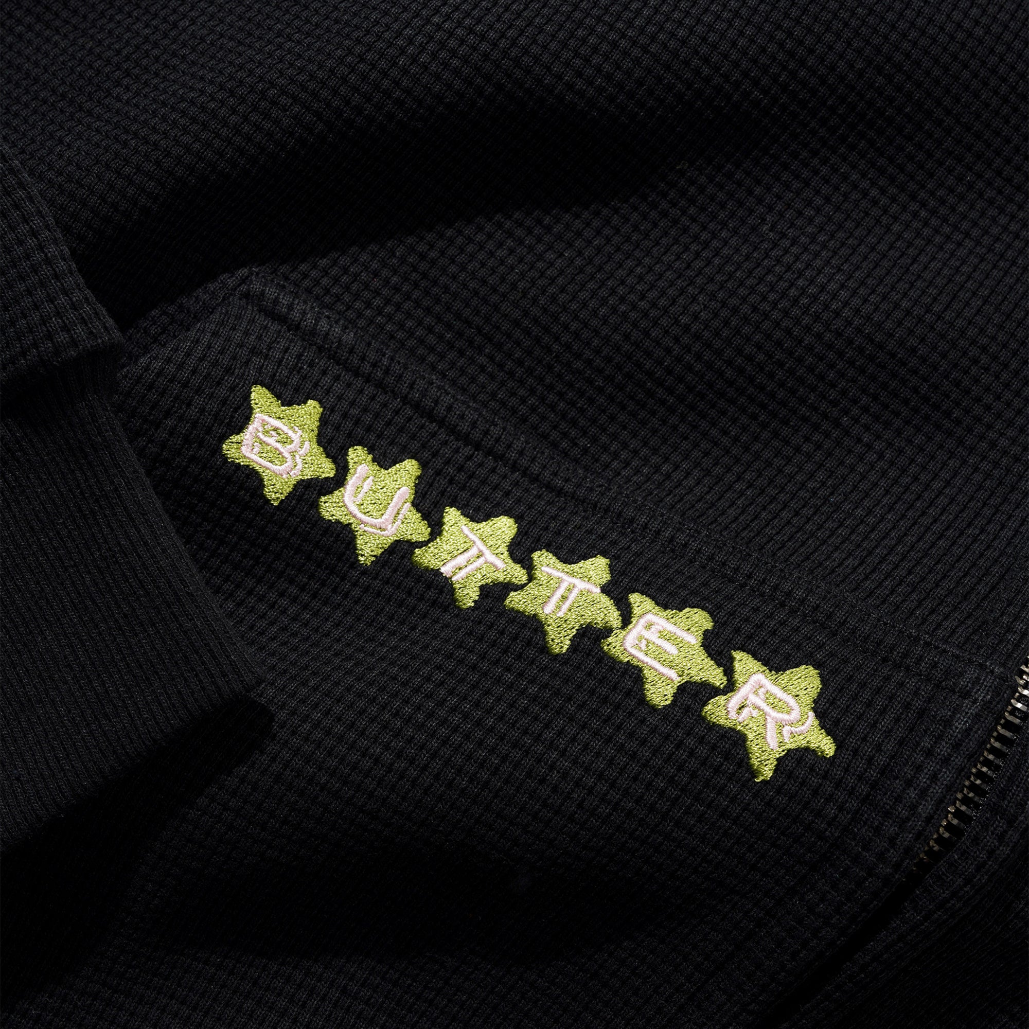 Butter Goods Stars Waffle Zip-Thru Hood Black