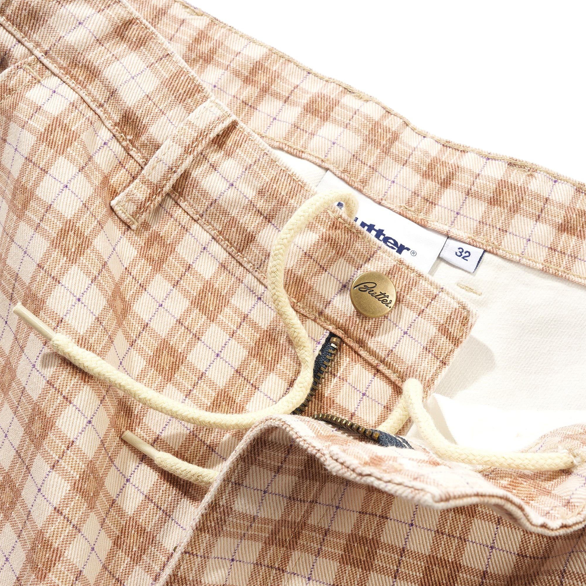 Butter Goods x Peanuts Spike Work Shorts Sandstone Plaid