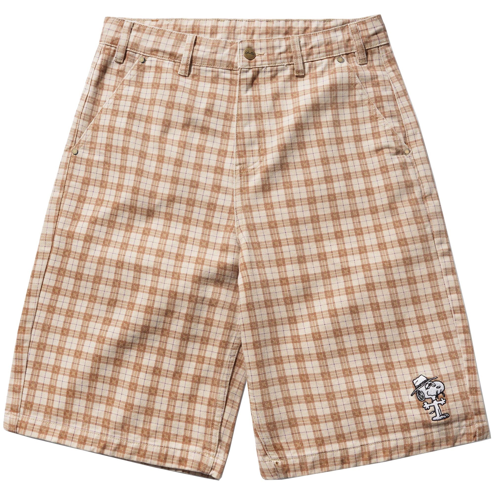Butter Goods x Peanuts Spike Work Shorts Sandstone Plaid