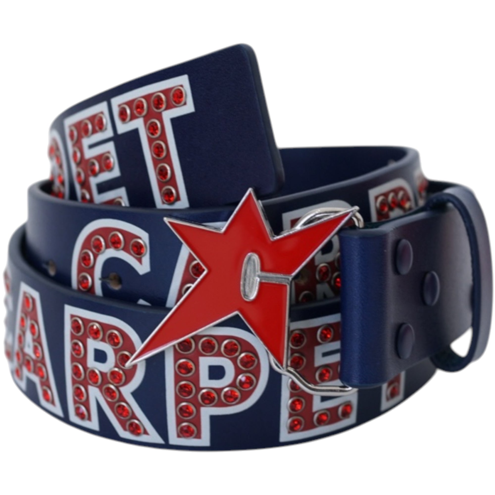 Carpet Company Varsity Rhinestone Leather Belt Blue