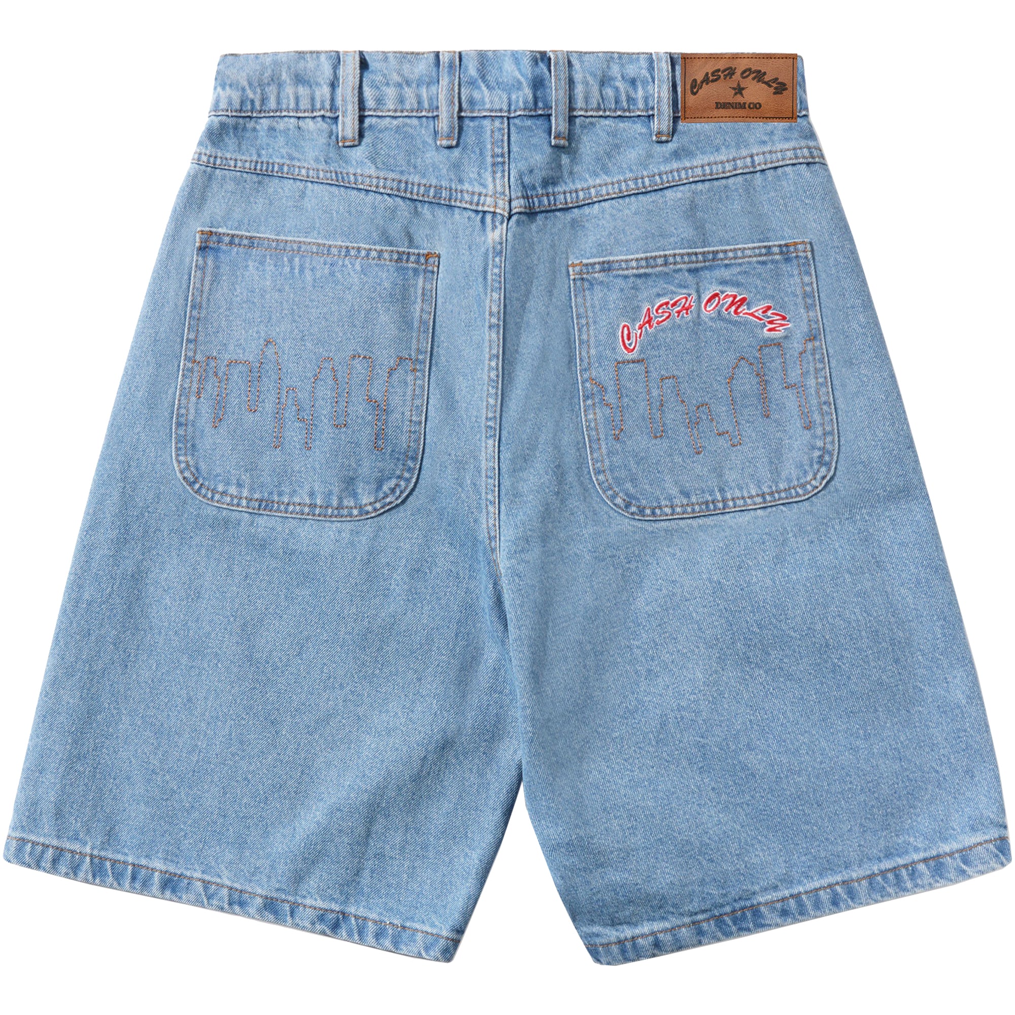 Cash Only Logo Denim Shorts Washed Indigo