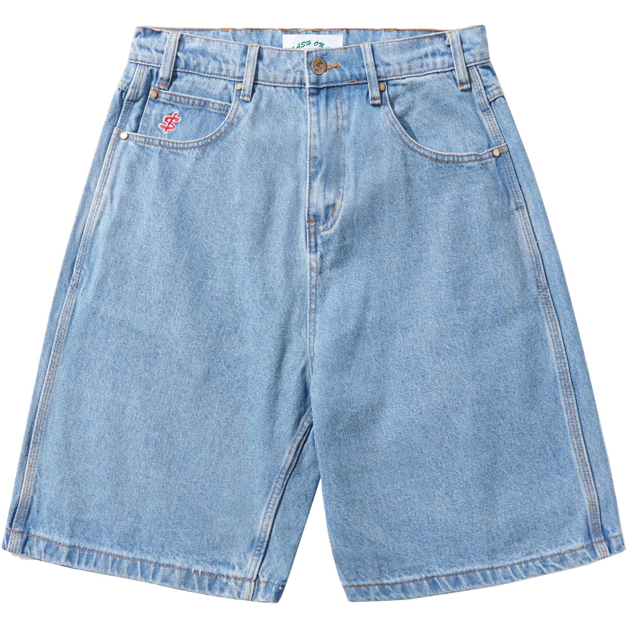 Cash Only Logo Denim Shorts Washed Indigo