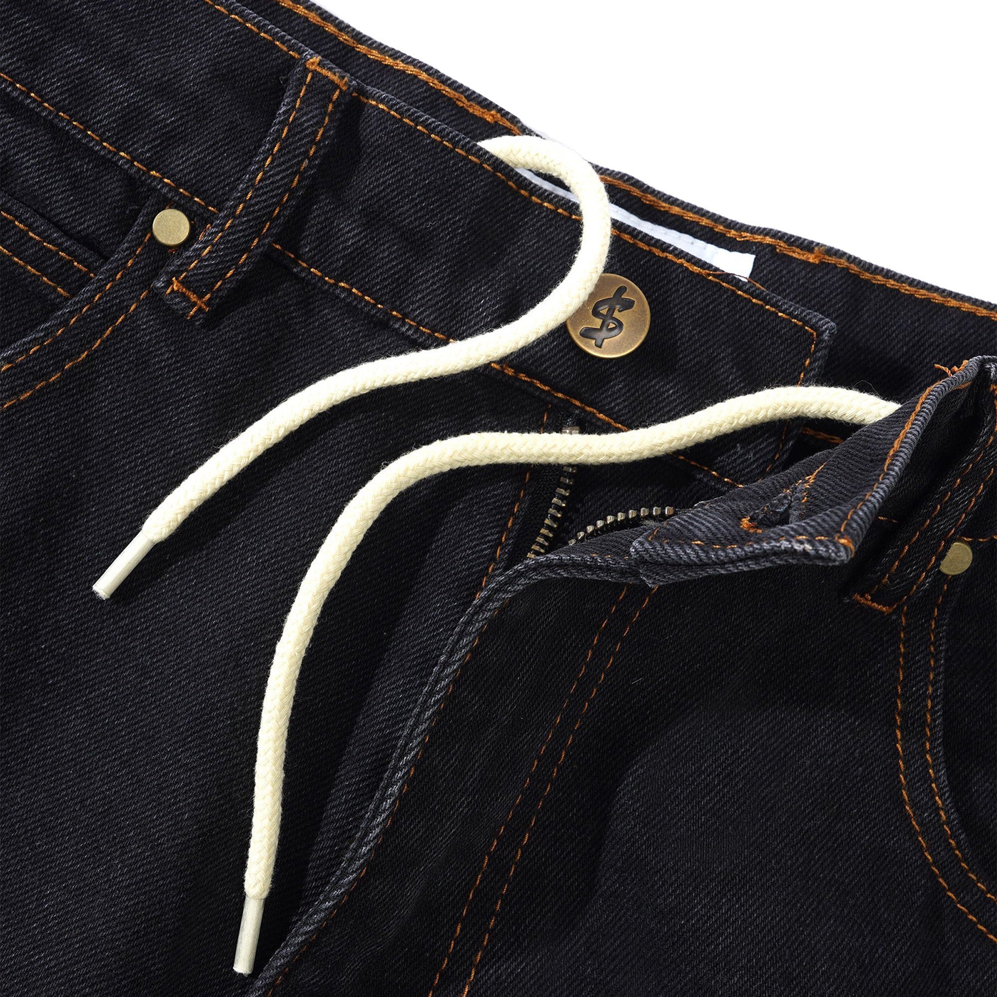 Cash Only Logo Denim Shorts Washed Black