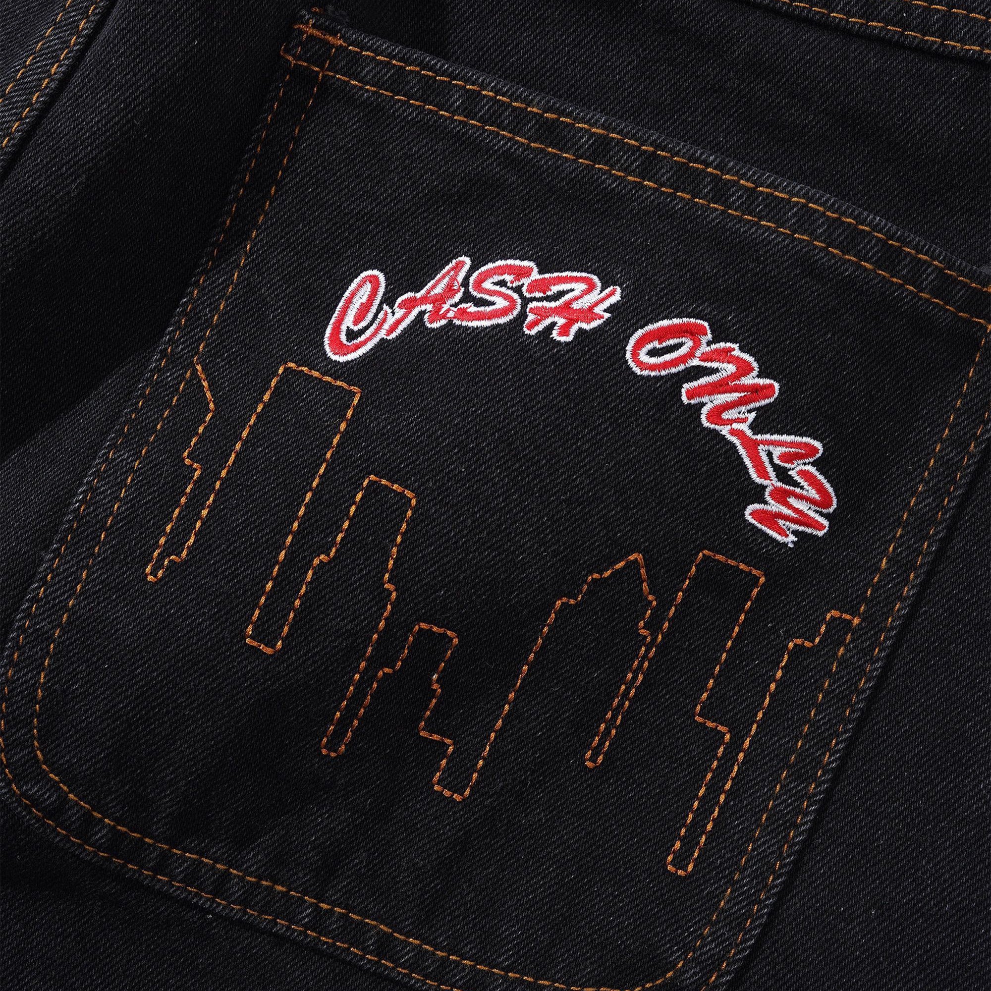 Cash Only Logo Denim Shorts Washed Black