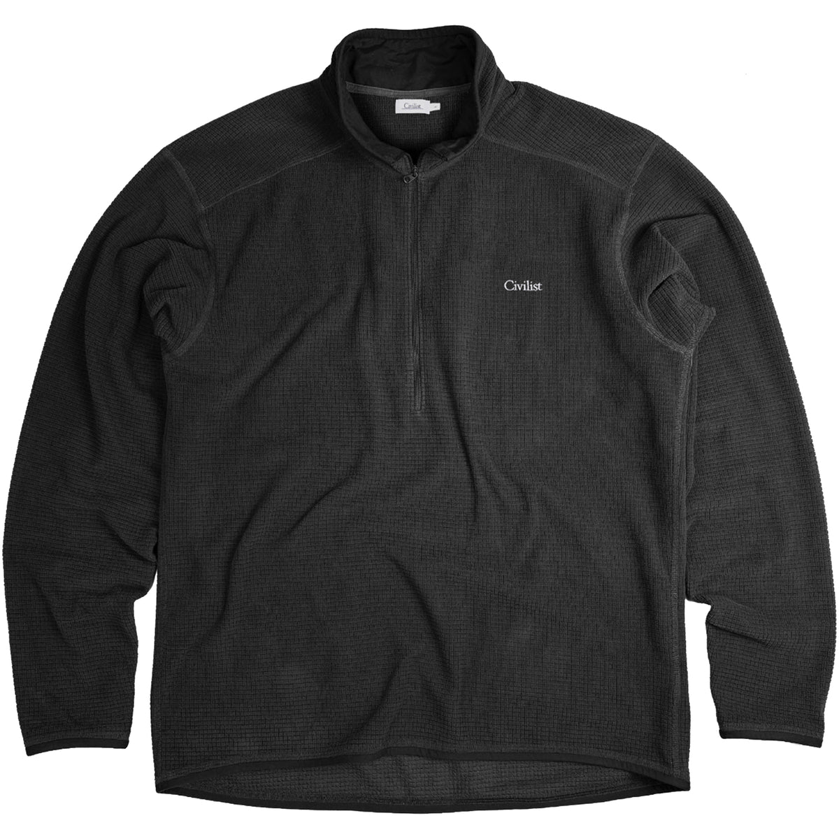 Civilist Grid Fleece Half-Zip Pullover Black