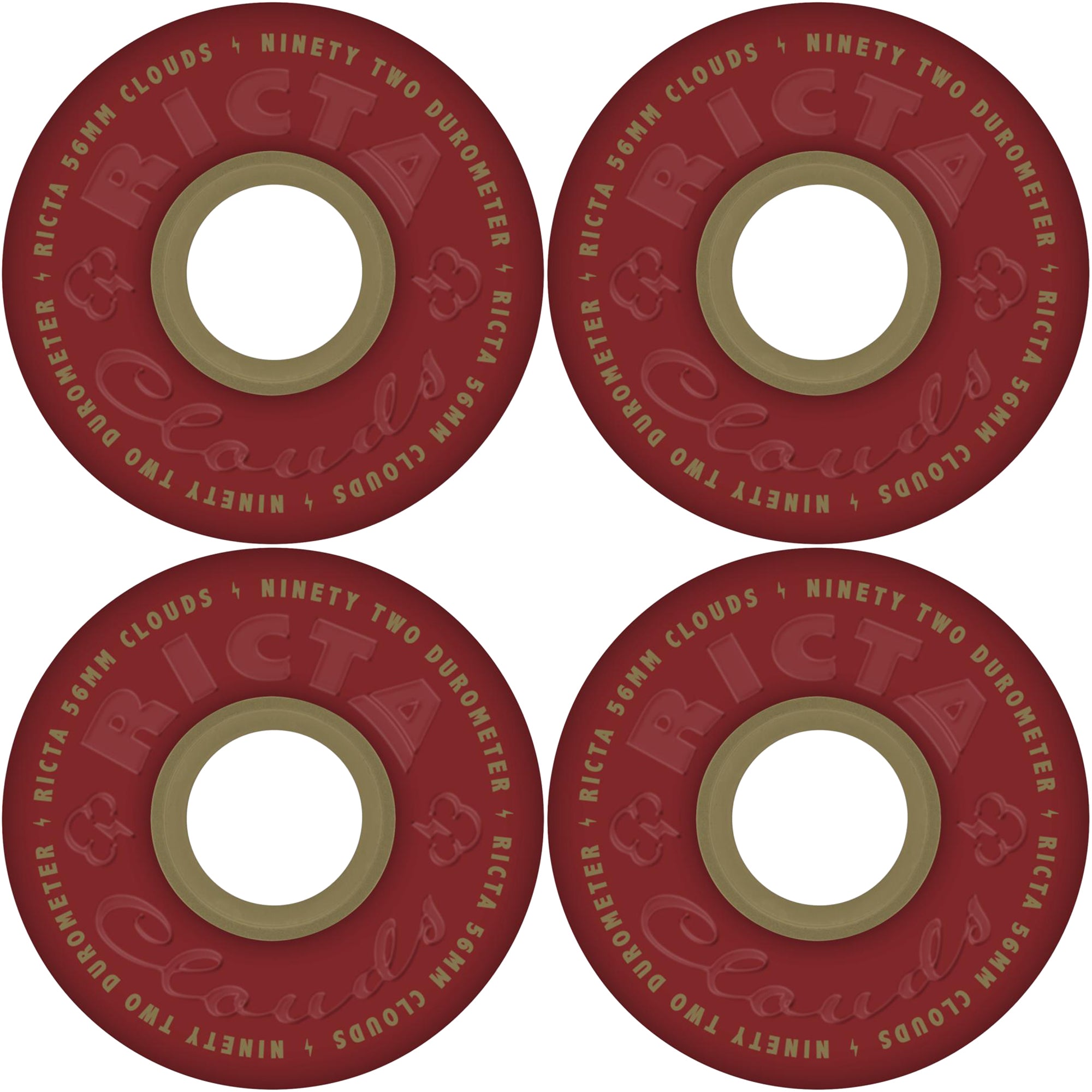 Ricta Clouds Maroon 86a Skateboard Wheels 56mm