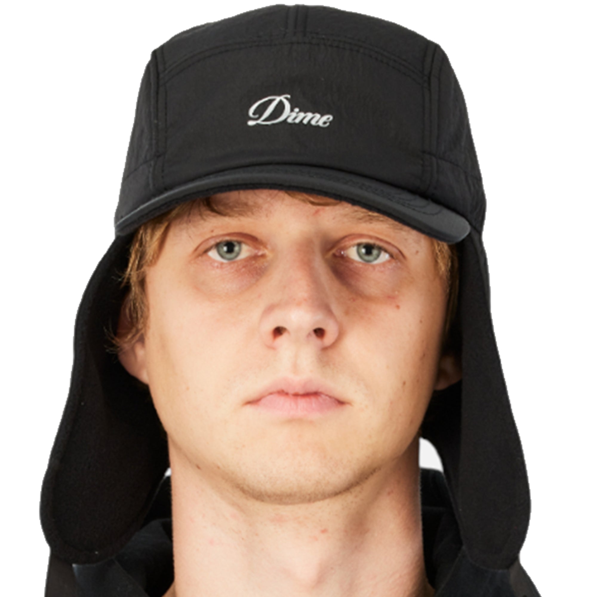Dime MTL Cursive Earflap Cap Black