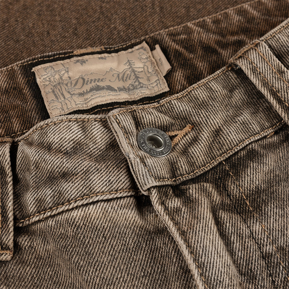 Dime MTL Classic Baggy Denim Pants Dipped Sandblasted Brown