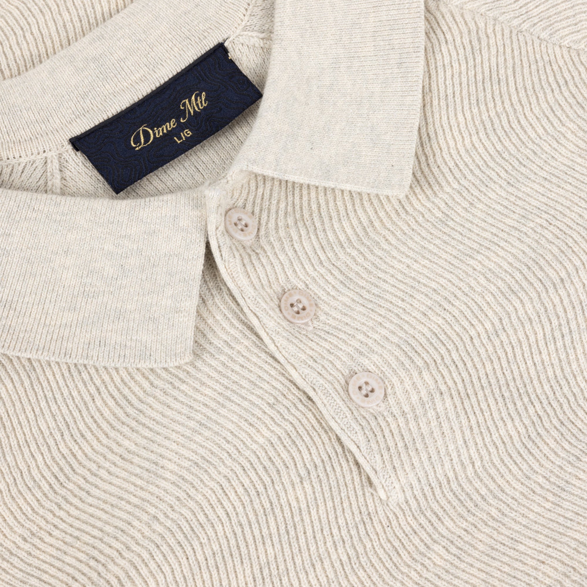 Dime MTL Cable Knit Polo Oatmeal
