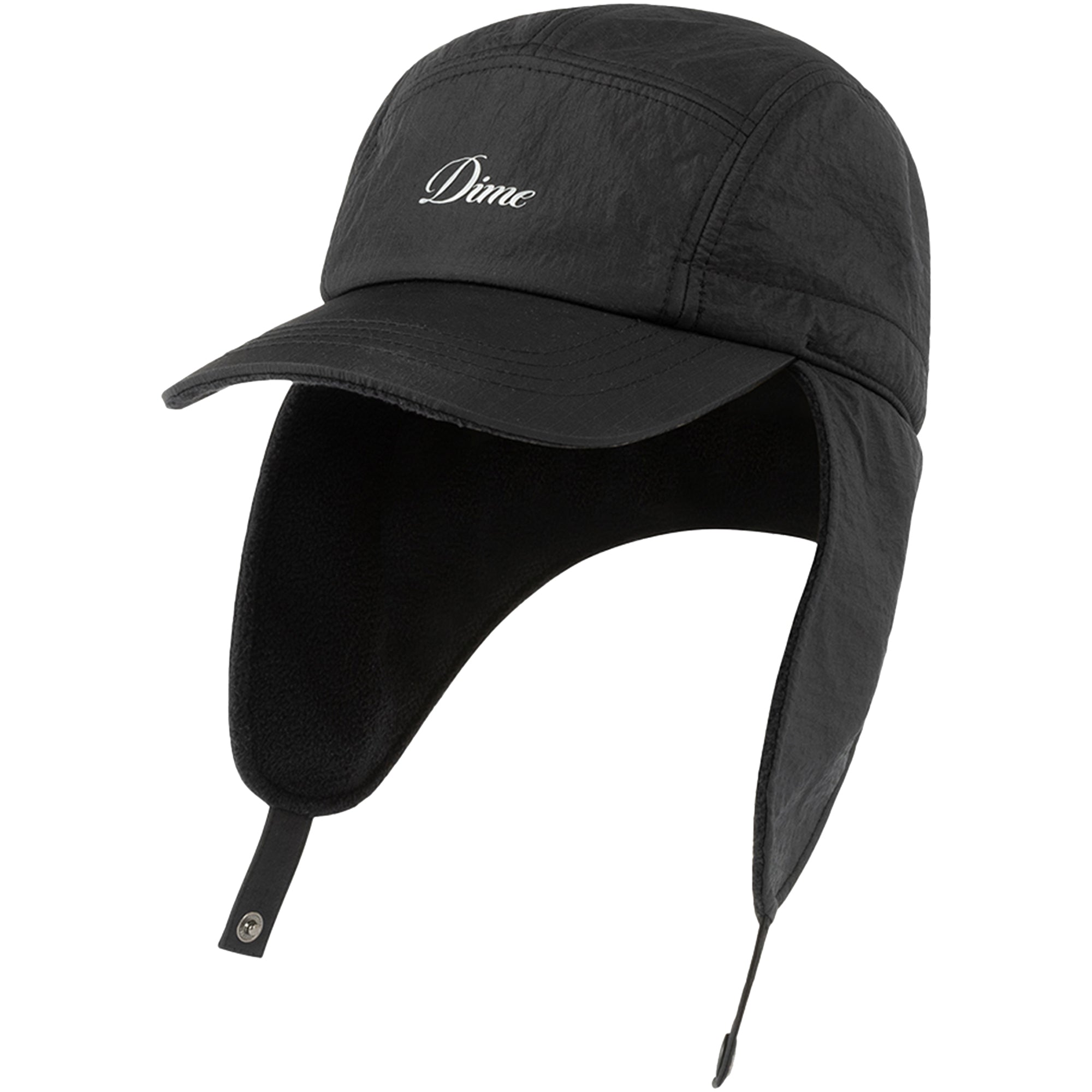 Dime MTL Cursive Earflap Cap Black