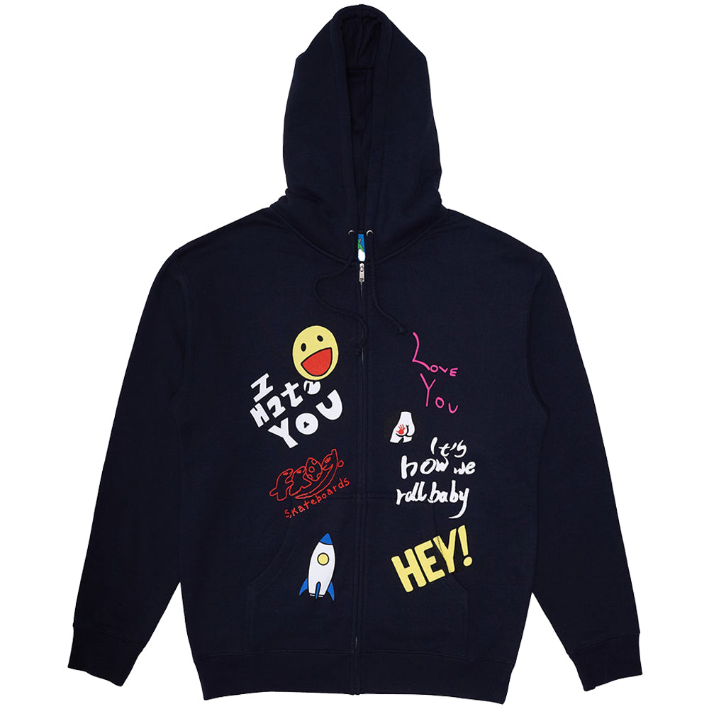 Frog Love/Hate Zip Hoodie Navy