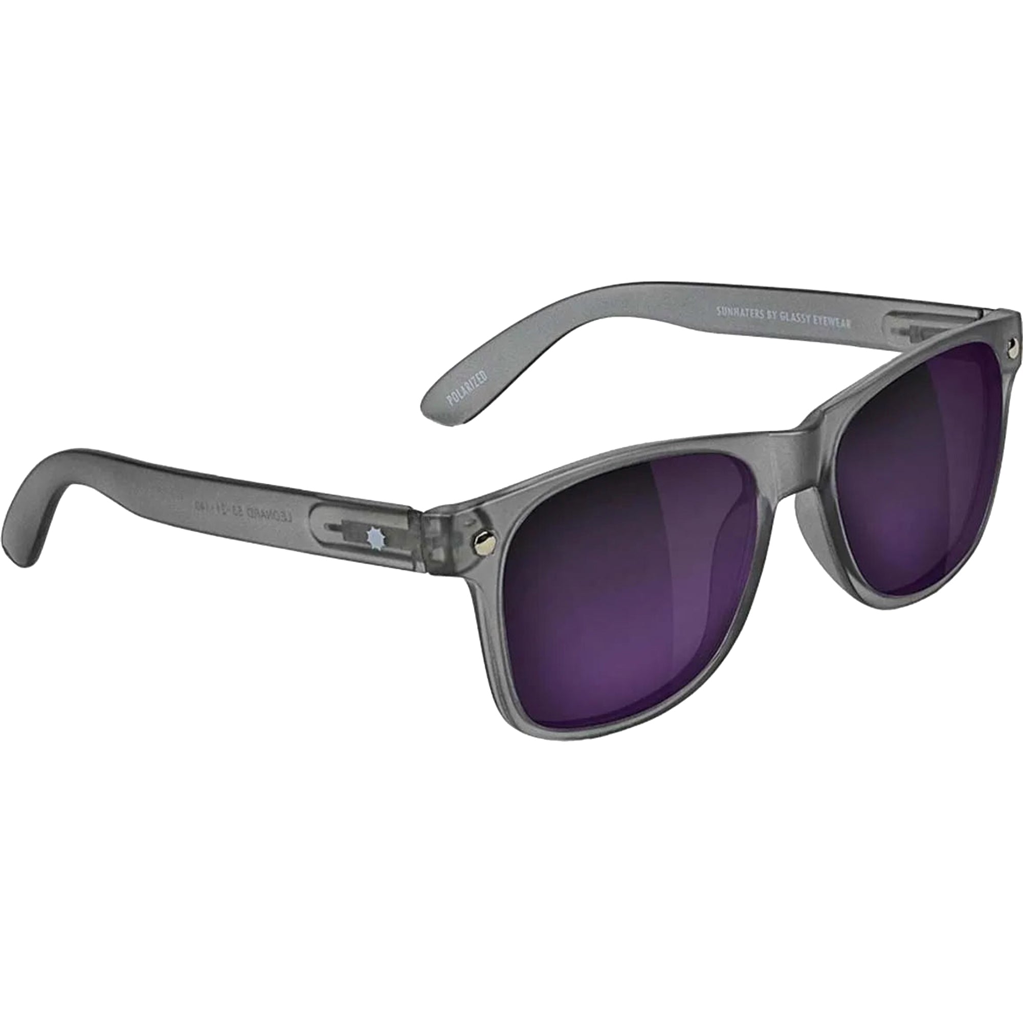 Glassy Eyewear Leonard Polarized Sunglasses Matte Dark Grey/Purple Mirror